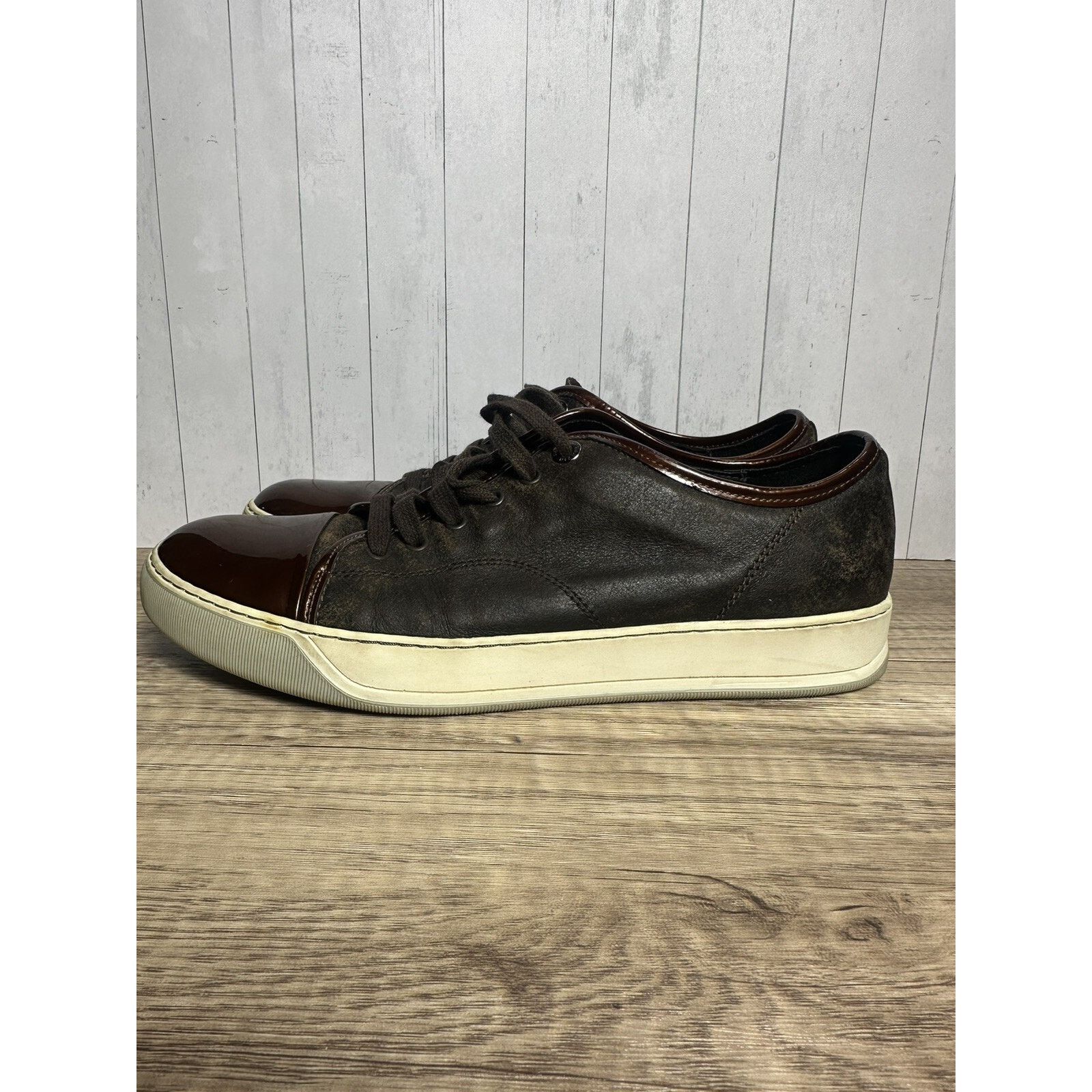 Lanvin Lanvin DBB1VMV Canvas Sneakers Men’s UK 9 Distressed Patent Size US 10 / EU 43 - 1 Thumbnail