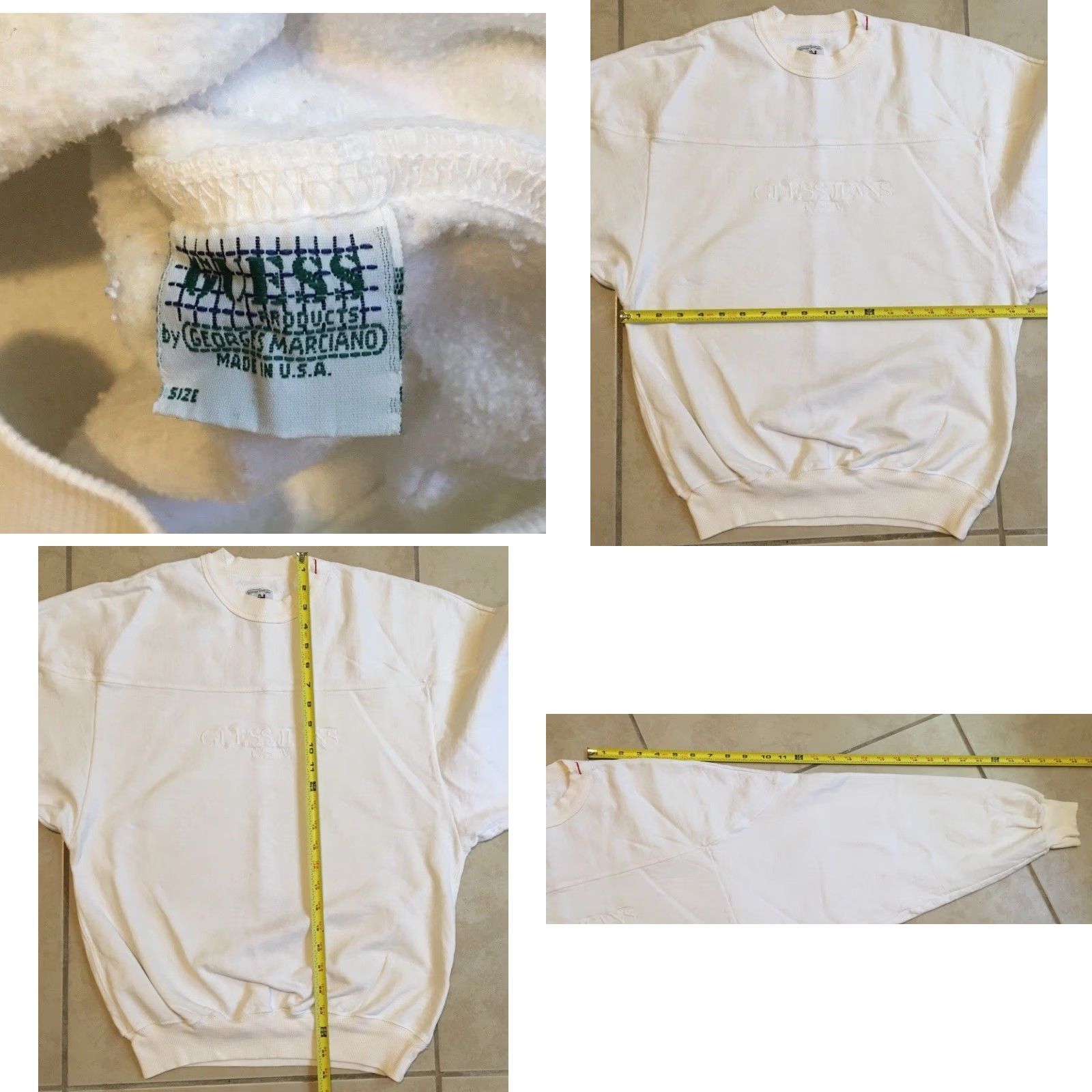 Guess VINTAGE GUESS Hoodie Mens S White 80s Grunge Hip Hop Designer USA Faded Sweatshirt Spirit Spellout Size US S / EU 44-46 / 1 - 9 Thumbnail