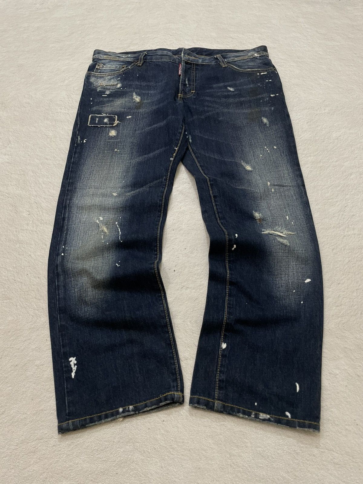 Japanese Brand Dsquared Heavy Distressed Denim Paint Splatter Dirty Washed Size US 37 - 1 Thumbnail