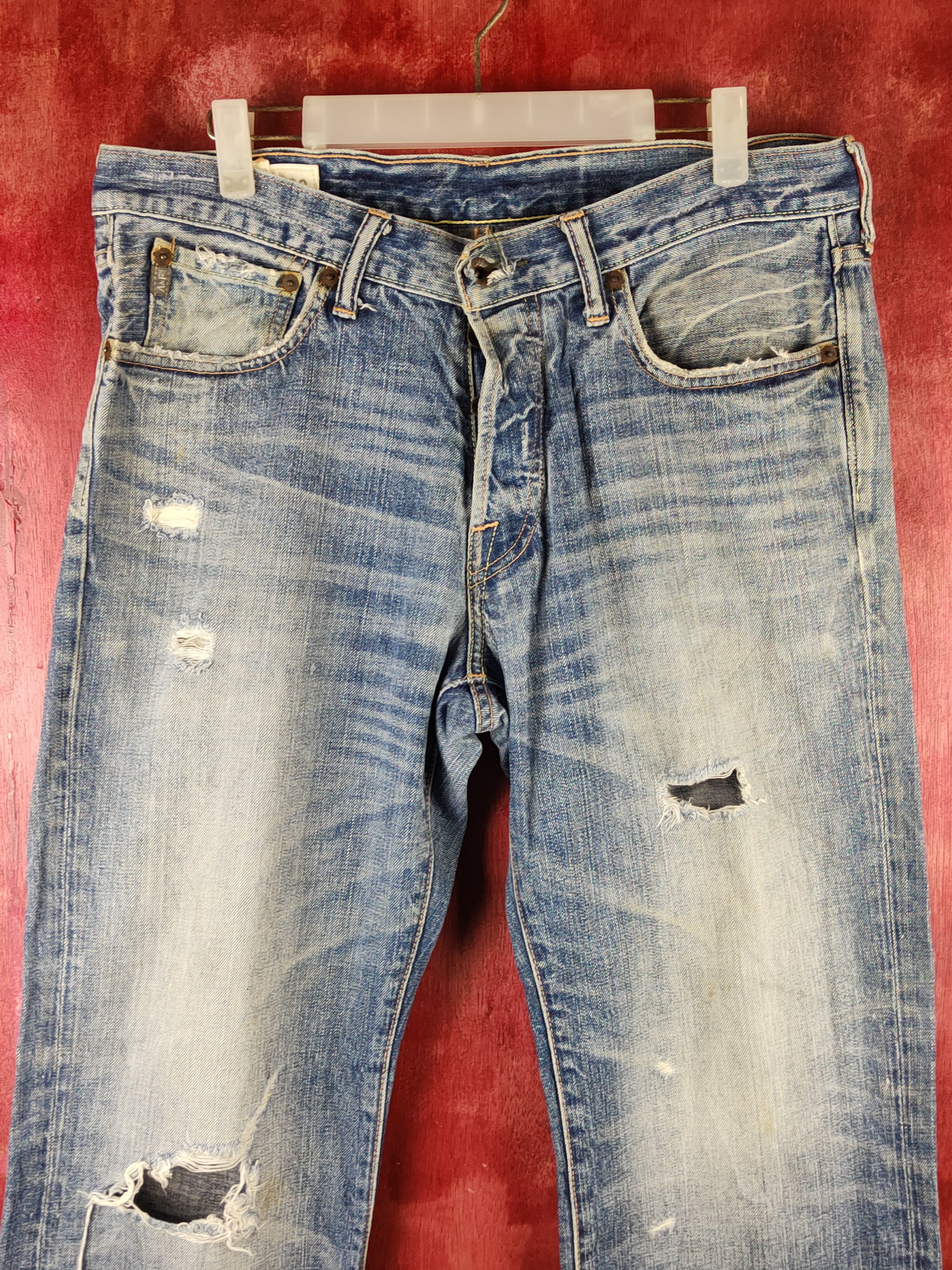 Abercrombie & Fitch Abercrombie & Fitch Blue Distressed Ripped Jeans #S2329 Size US 32 / EU 48 - 2 Thumbnail