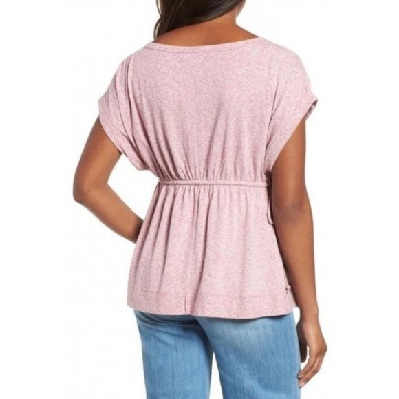 Nordstrom Caslon Heather Pink Peplum Top Adjustable Drawstring Waist Size S / US 4 / IT 40 - 2 Thumbnail