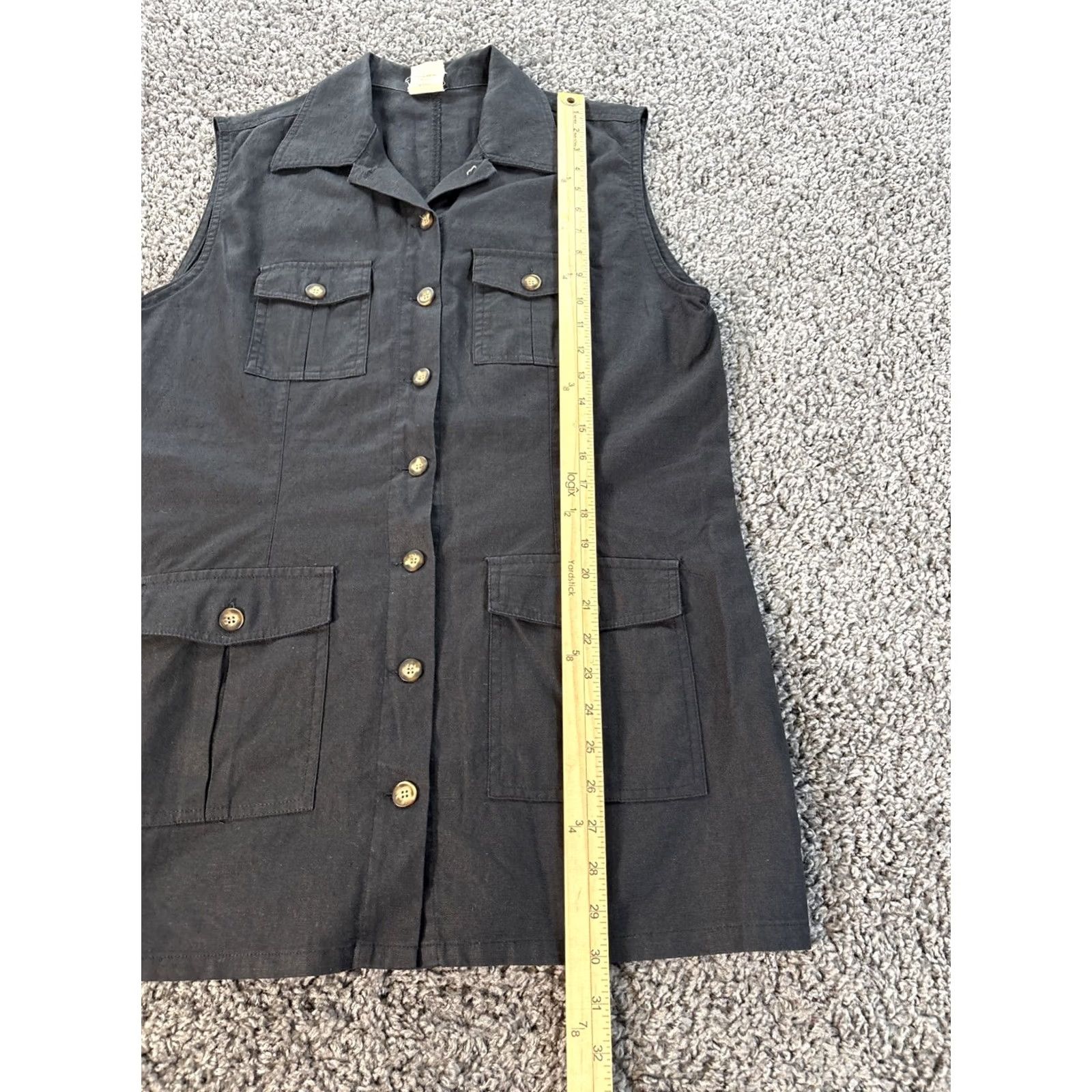 Old Navy VINTAGE Old Navy Dress Shirt Dress Womens L Linen Sleeveless Pocket Collared Midi Black Preppy Minimalist Casual Business Pockets Ladies L Size L / US 10 / IT 46 - 2 Thumbnail