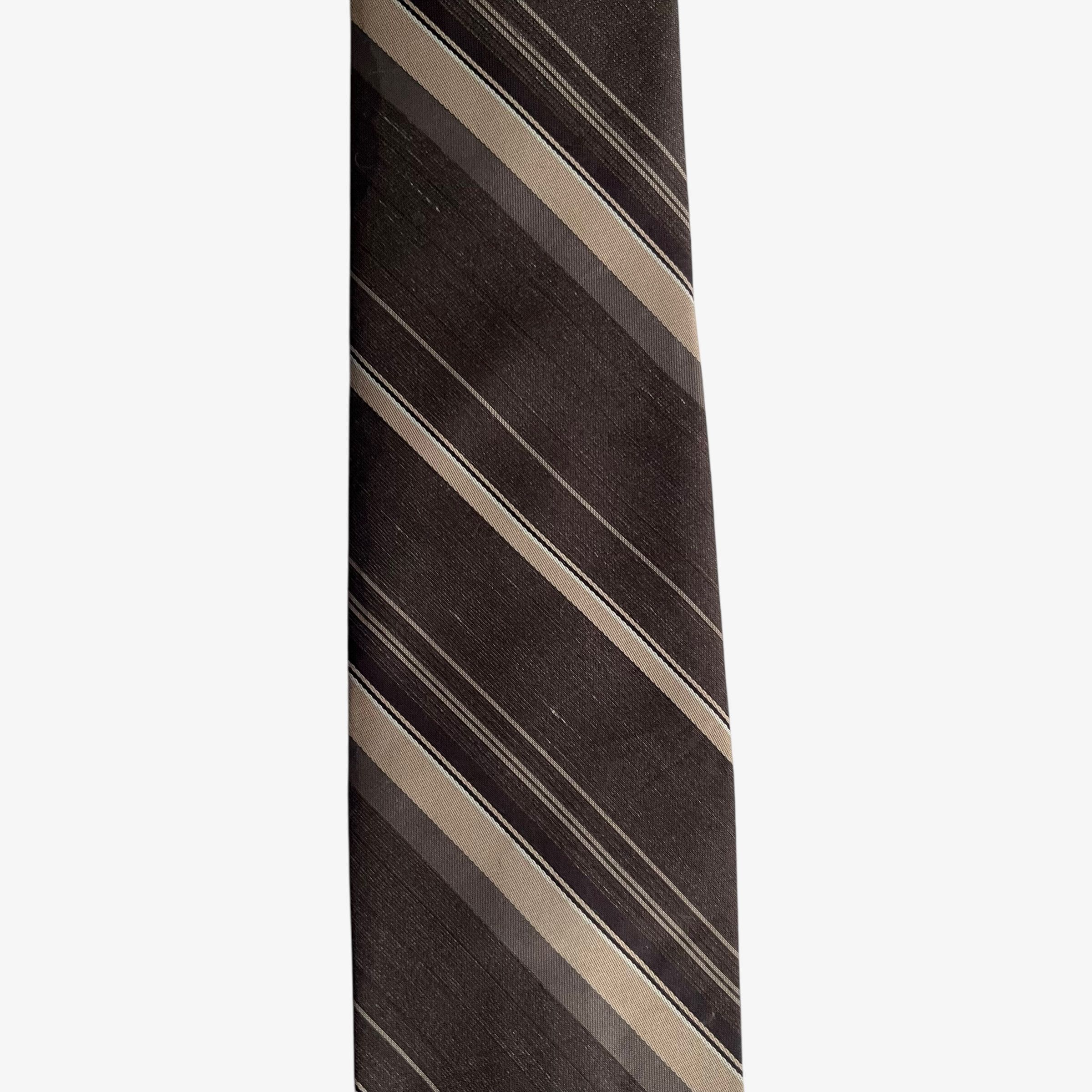 Other Vintage 80s Paco Rabanne Brown Striped Tie Size ONE SIZE - 4 Thumbnail