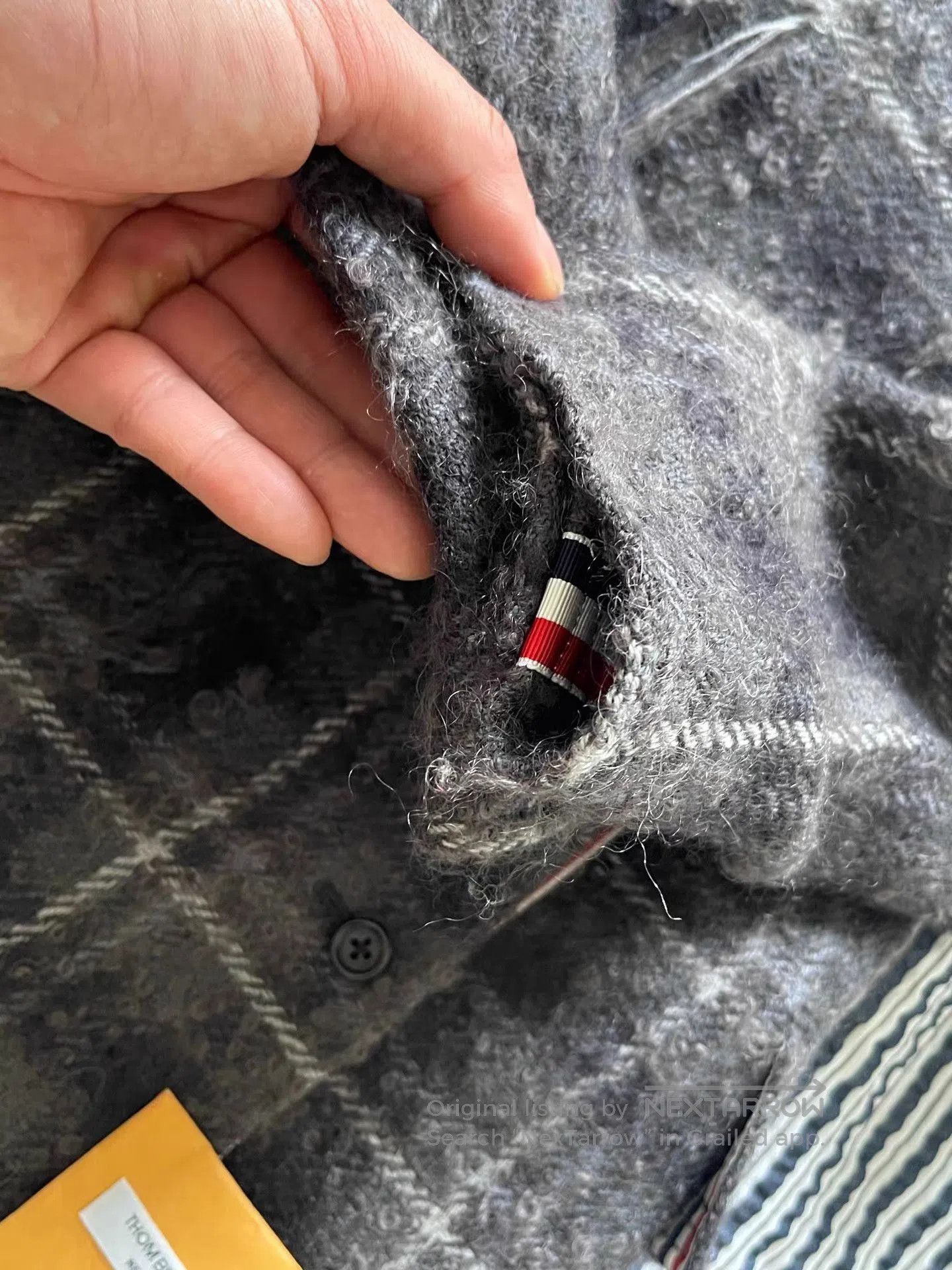 Thom Browne Gray Plaid Frayed Detail Long Coat . Size US M / EU 48-50 / 2 - 5 Thumbnail