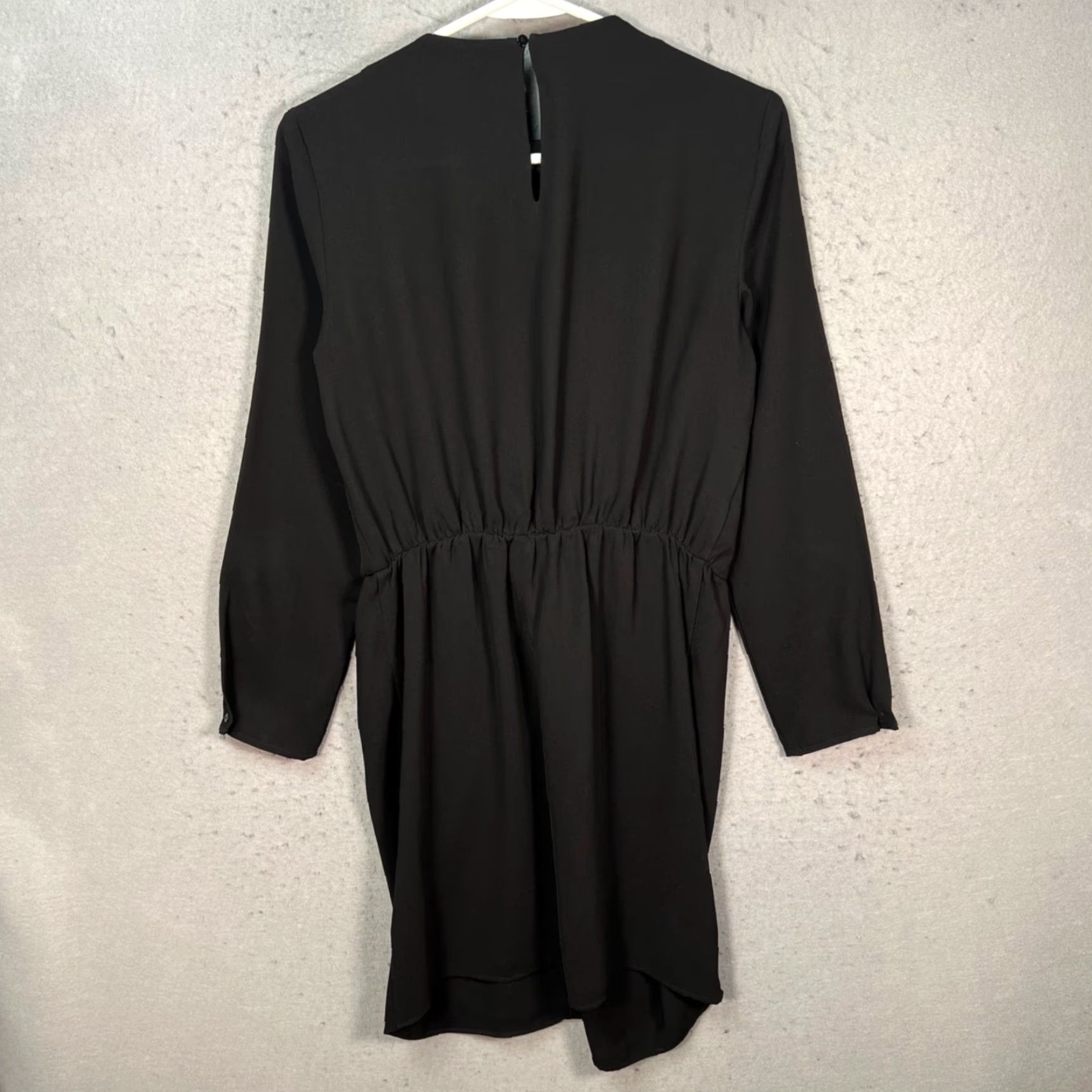 Mango Mango Womens Size 4 Black Long Sleeve Dress w/ Front Twist Knot Detail - A-Line, Mini, Solid, 8/10 - Adult Womens 4 - Knots - Black - Dress Size S / US 4 / IT 40 - 2 Thumbnail