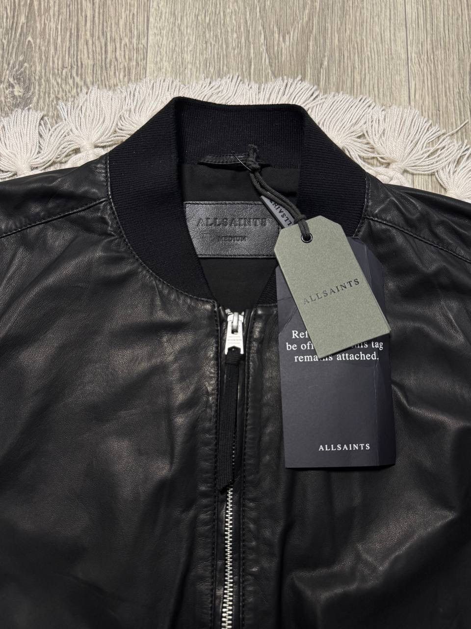 Allsaints ALLSAINTS Men’s Black Leather Bomber Jacket Sheep Leather Size US M / EU 48-50 / 2 - 4 Thumbnail