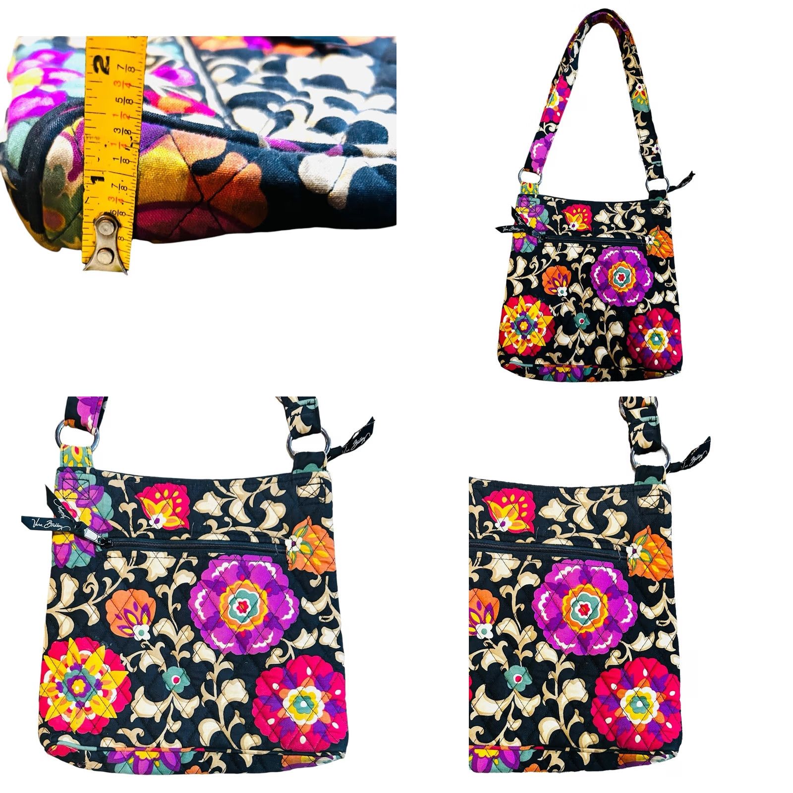 Vera Bradley Vera Bradley Crossbody Hipster Bag Suzani Pattern Floral Purse W/Wristlet Wallet Read Womens Medium Multicolor Floral 11x2in 56in Strap Drop Size ONE SIZE - 8 Thumbnail