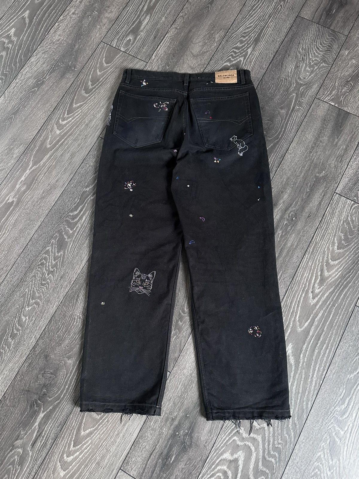 Balenciaga rare balenciaga aw22 scribble rhinestone baggy jeans
