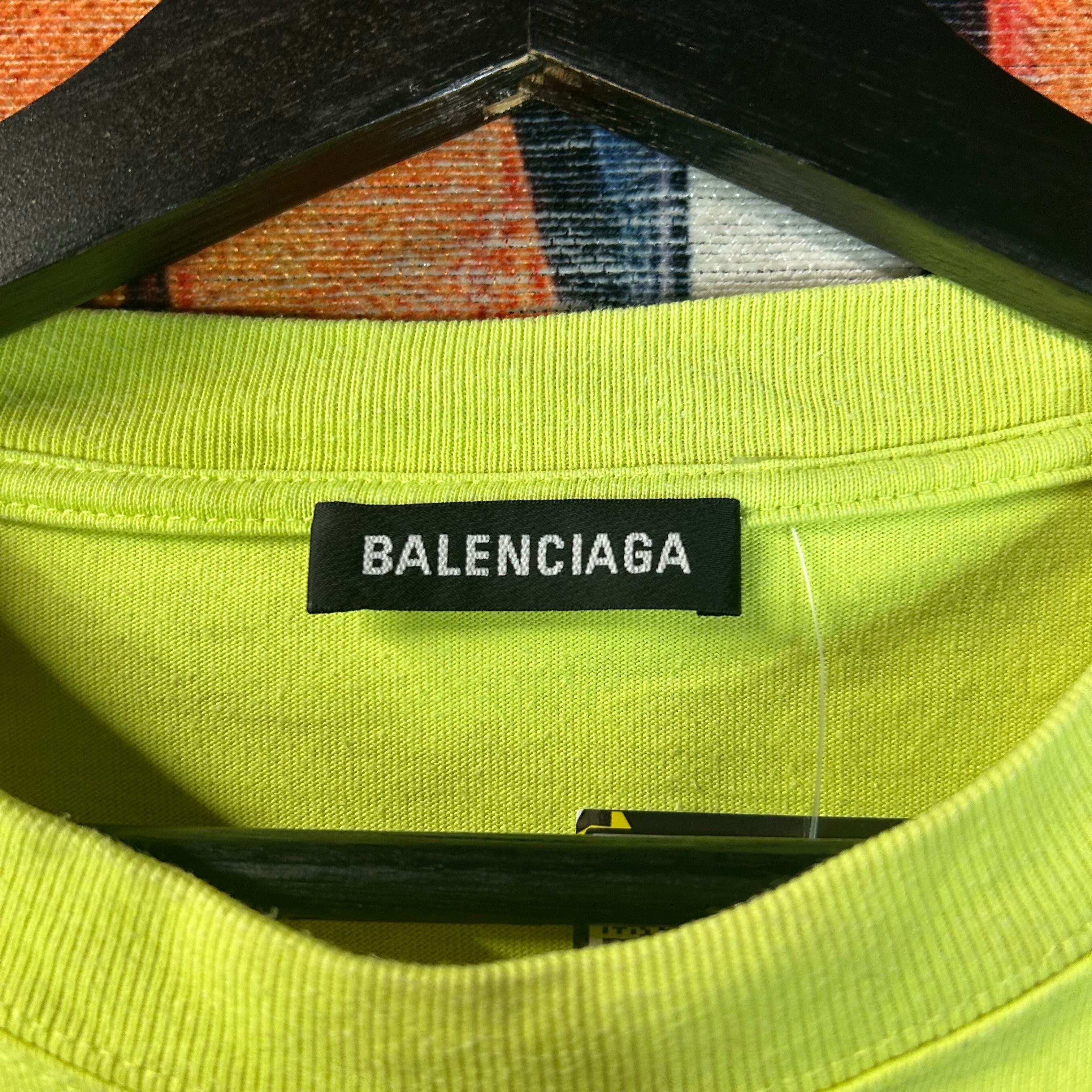 Balenciaga Balenciaga Campaign Logo Tee Neon Green Size XL Size US XL / EU 56 / 4 - 3 Thumbnail
