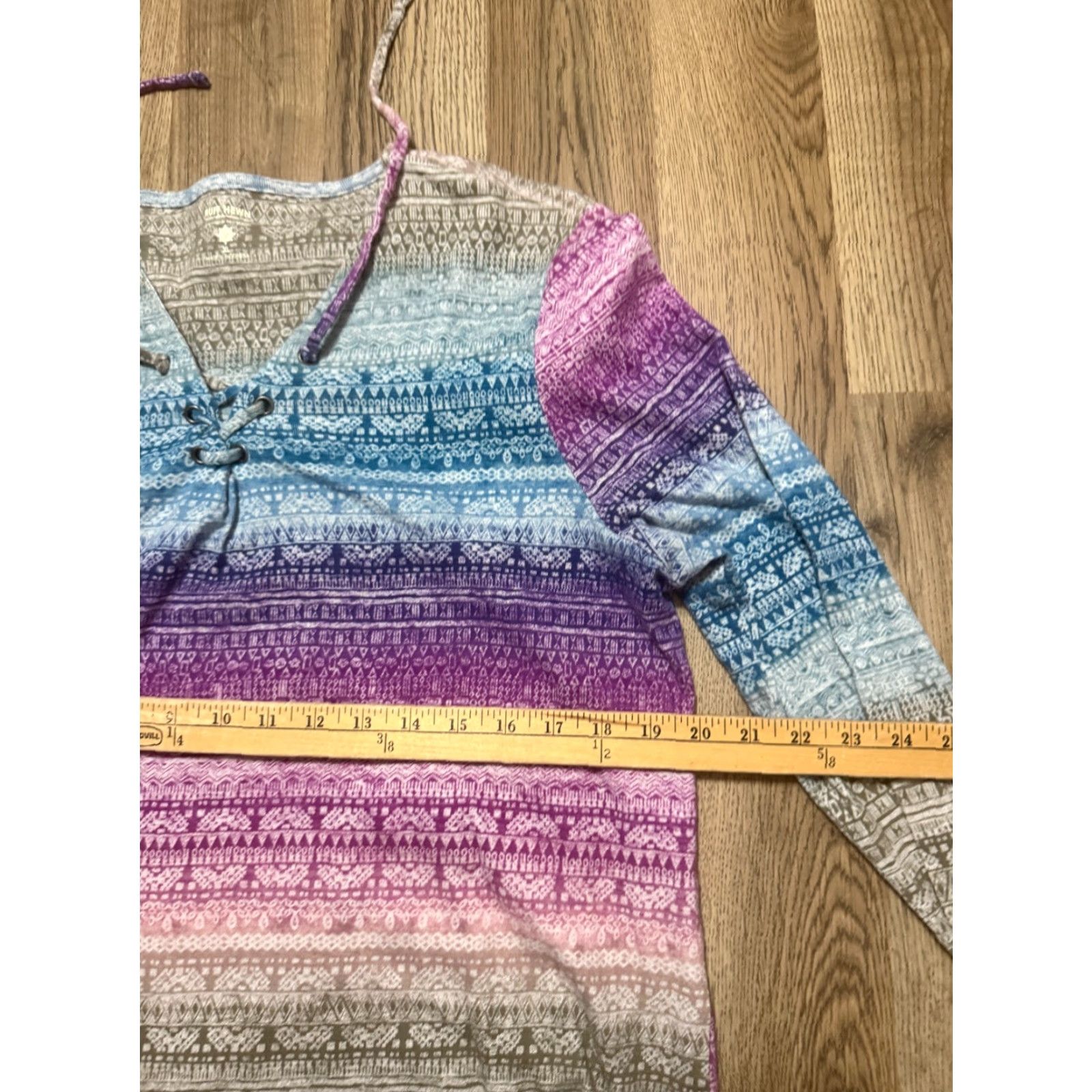 Vintage Ruff Hewn Shirt Women's XL Long Sleeve V-Neck Purple Blue Red Brown Shirt Size XL / US 12-14 / IT 48-50 - 6 Thumbnail