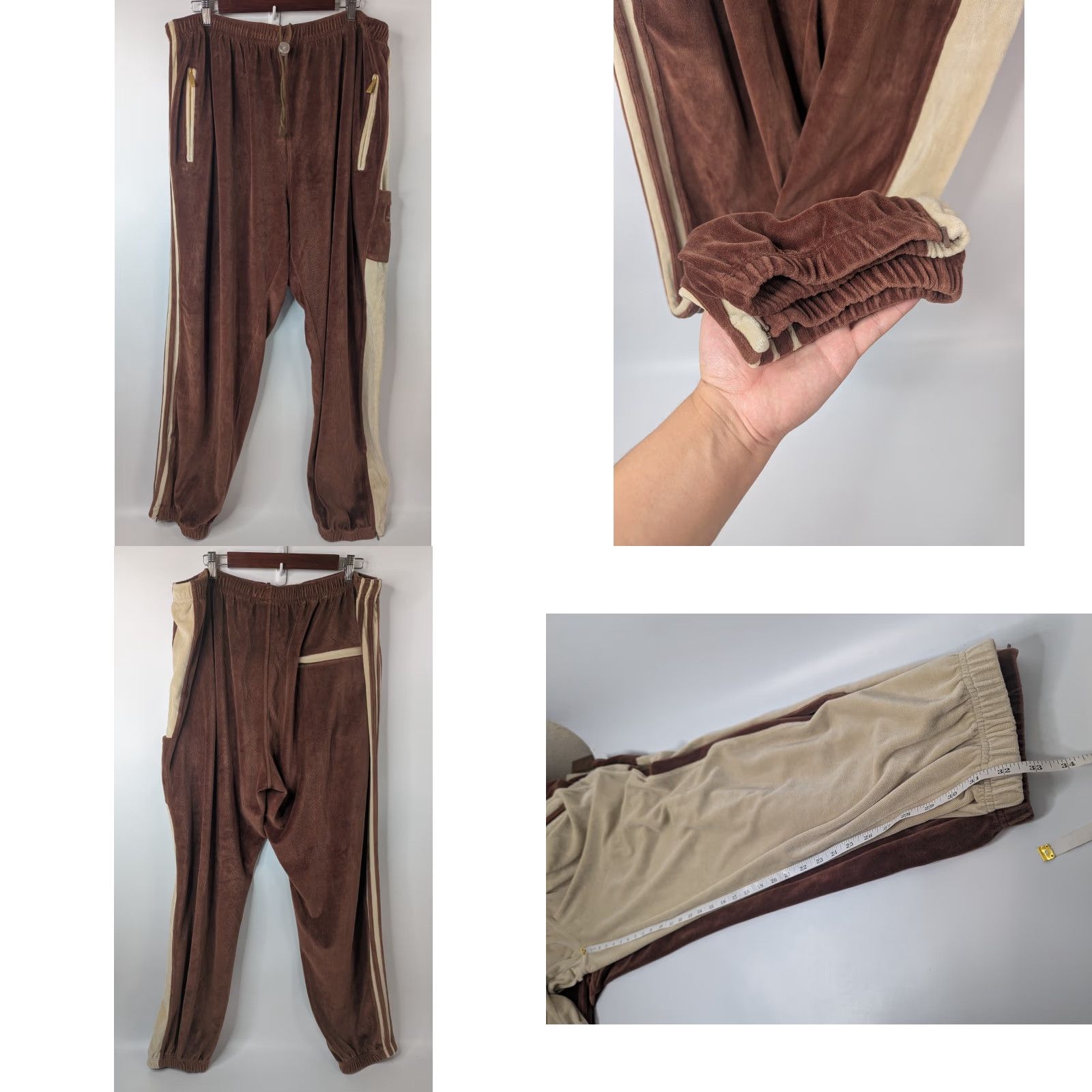 Velour VINTAGE Al Wissam Tracksuit Velour Brown Beige 3XL Men Hip Hop Streetwear Jacket Pants Set Velour Insulated Long Sleeve Brown Big & Tall Mens Size US 39 - 10 Thumbnail