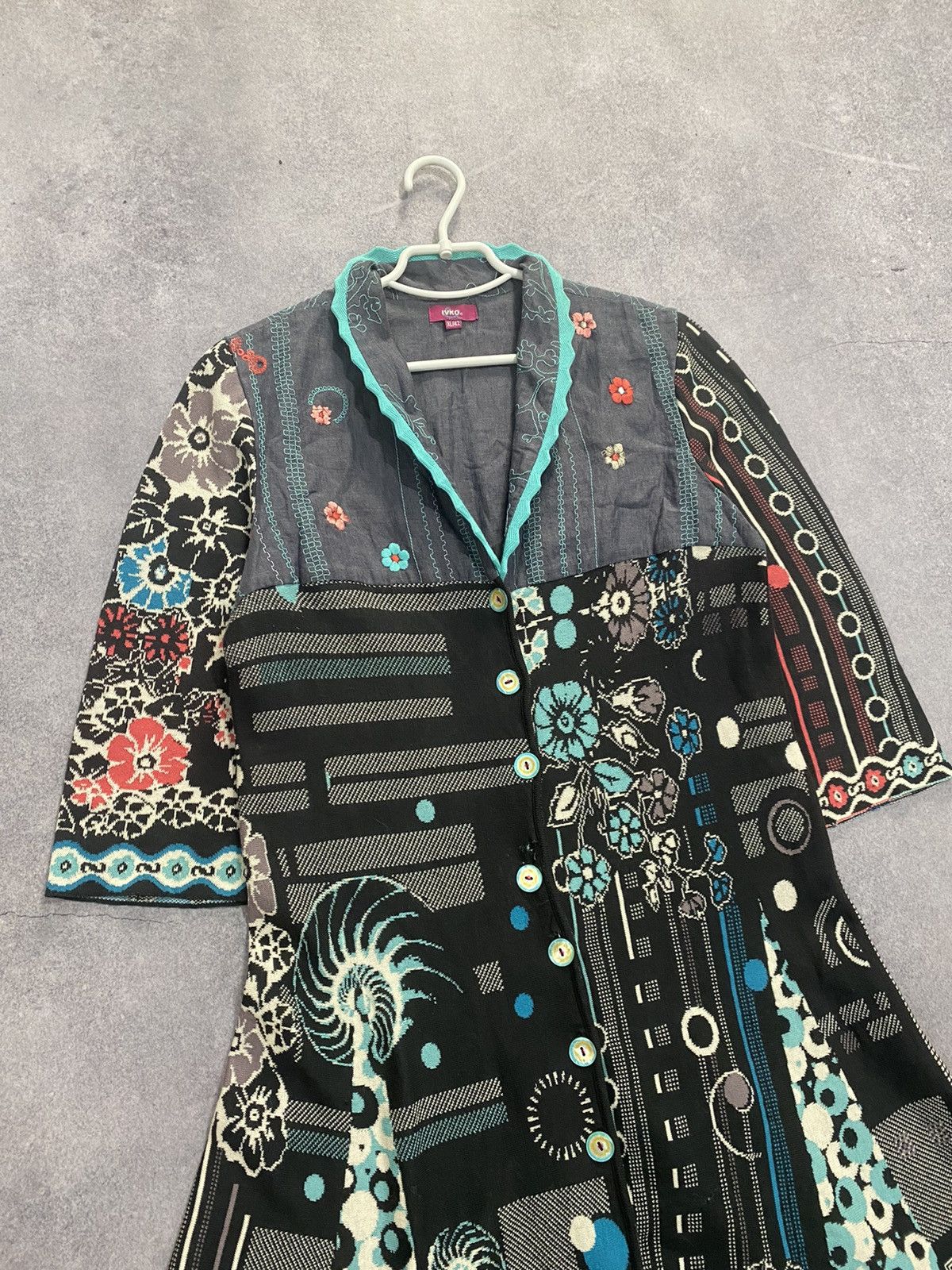 Vintage Vintage Ivko Long Cardigan Coat Floral Linen/Cotton Size XL / US 12-14 / IT 48-50 - 2 Thumbnail