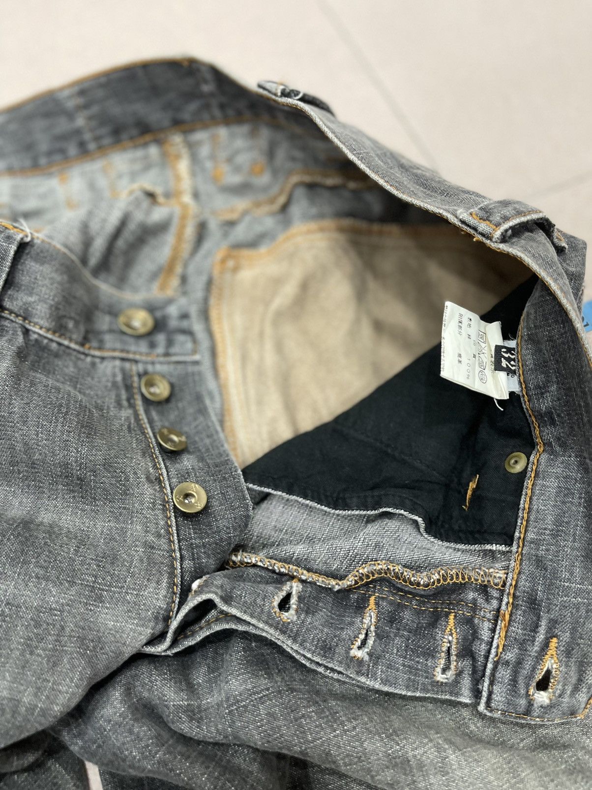 Japanese Brand Decauville Pants Jeans Mit Geradem Bien Leather Denim Size US 31 - 12 Thumbnail