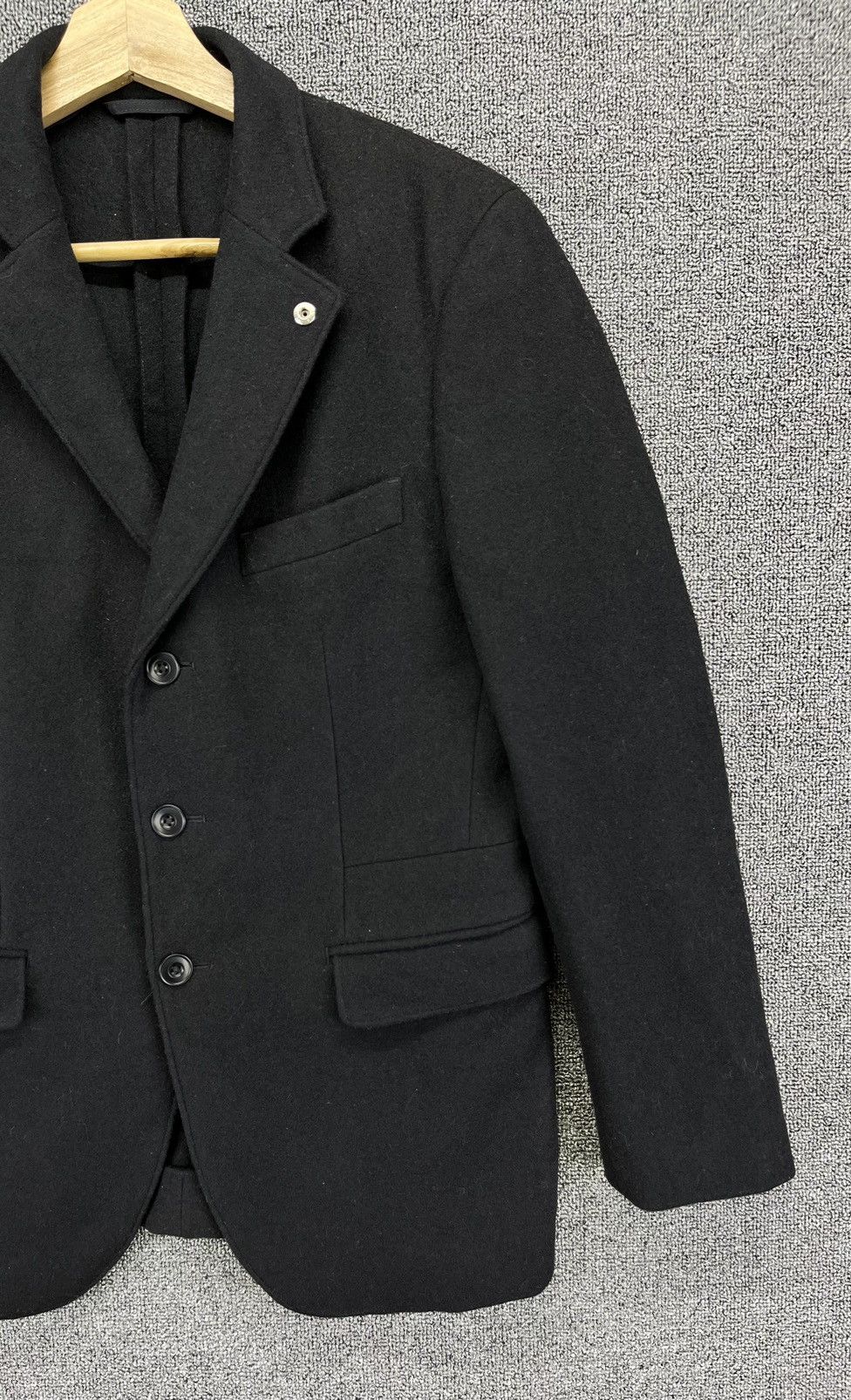 Lemaire × Uniqlo Lemaire Uniqlo Luxury Button Up Wool Black Jacket Size S / US 4 / IT 40 - 4 Thumbnail