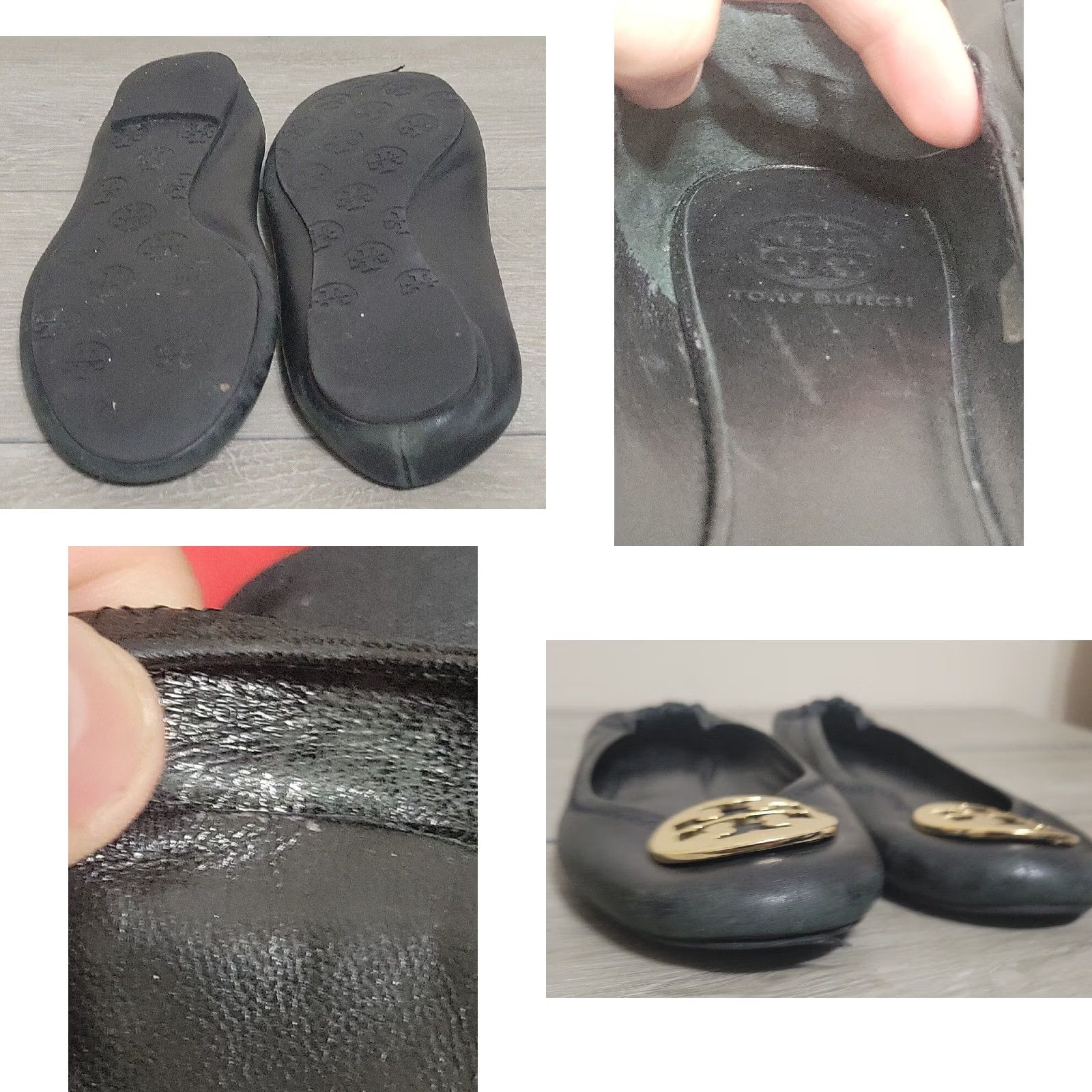 Tory Burch Tory Burch Minnie Ballet Flat Black Gold Women Size 7.5 M Slip On Leather Size US 8 / IT 38 - 8 Thumbnail