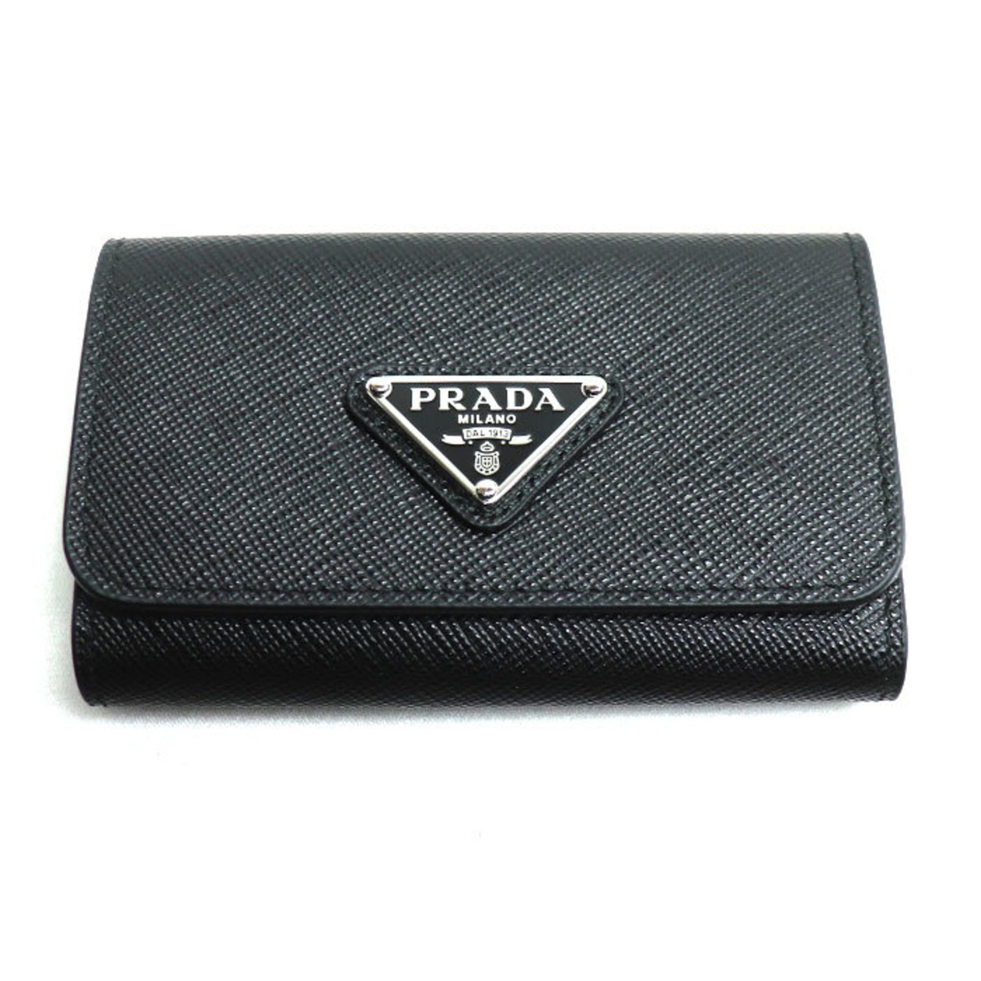 Prada PRADA 4-Key Case, Geometric Pattern, Black, 1PG004, Men's Size ONE SIZE - 1 Thumbnail