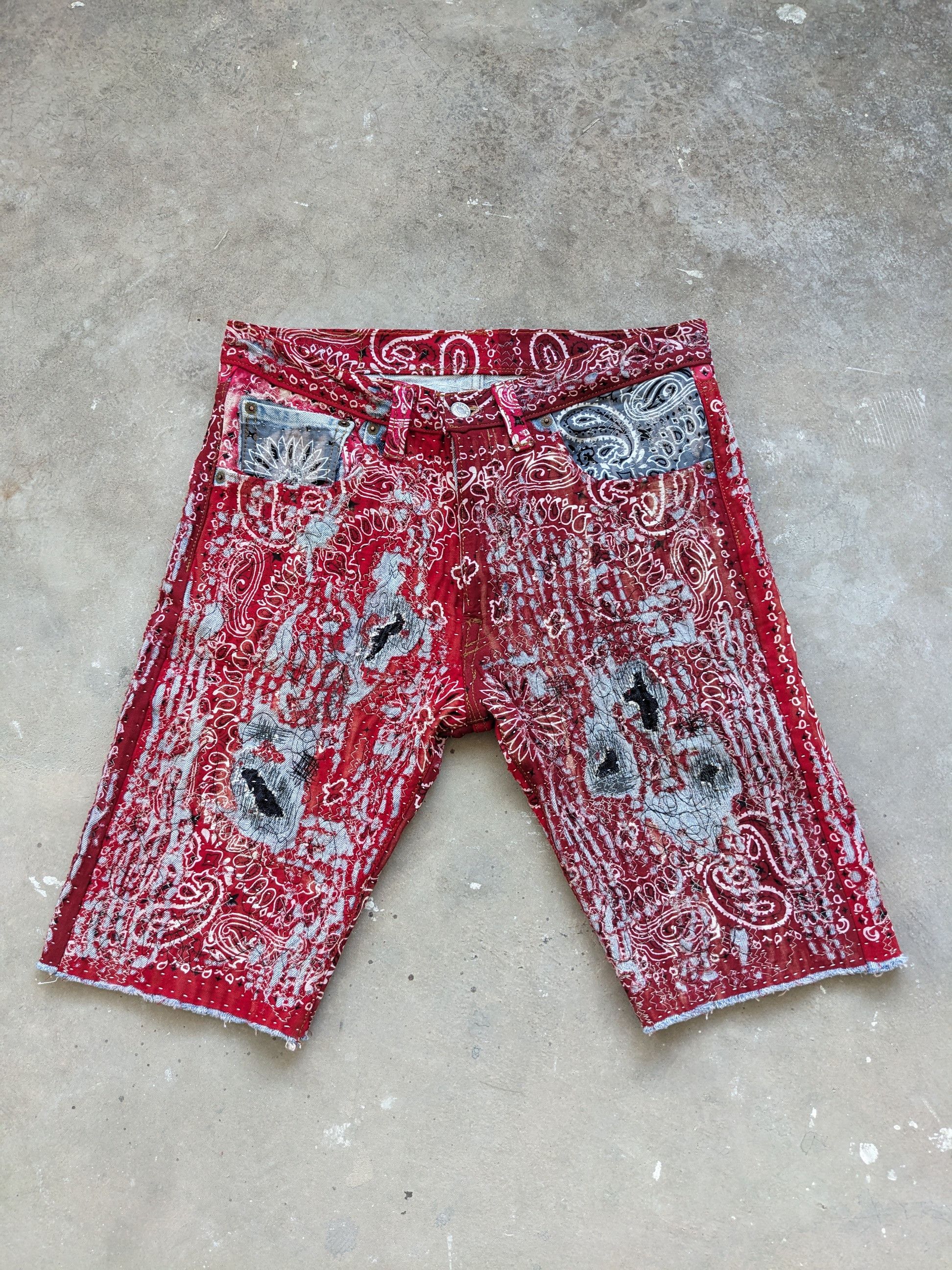 Japanese Brand × Levi's × Vintage Vintage Levis 501 Bandana Boro Inspired Proleta Re Art Size US 30 / EU 46 - 4 Thumbnail