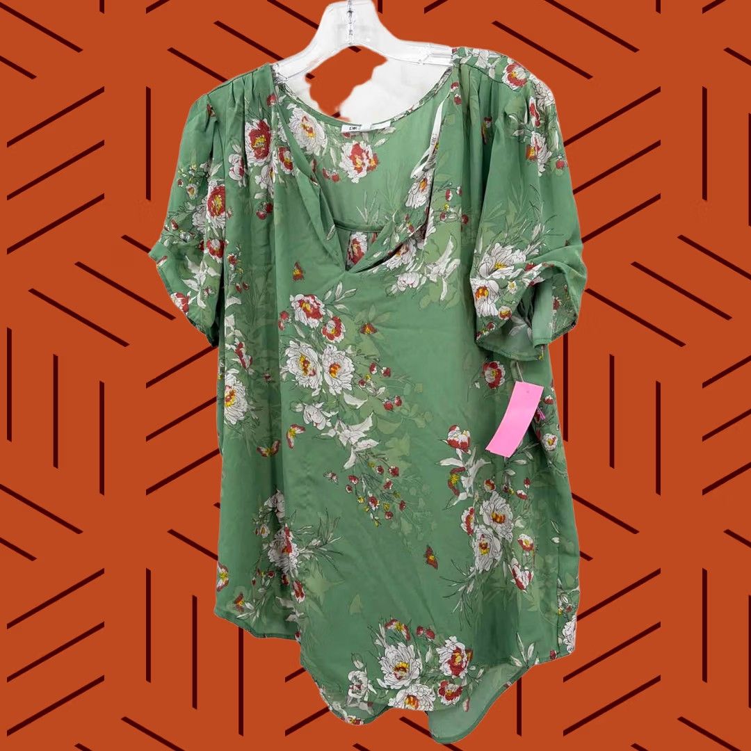 Vintage DR2 Floral Blouse Green Size XL Pre-Owned Size XL / US 12-14 / IT 48-50 - 1 Thumbnail