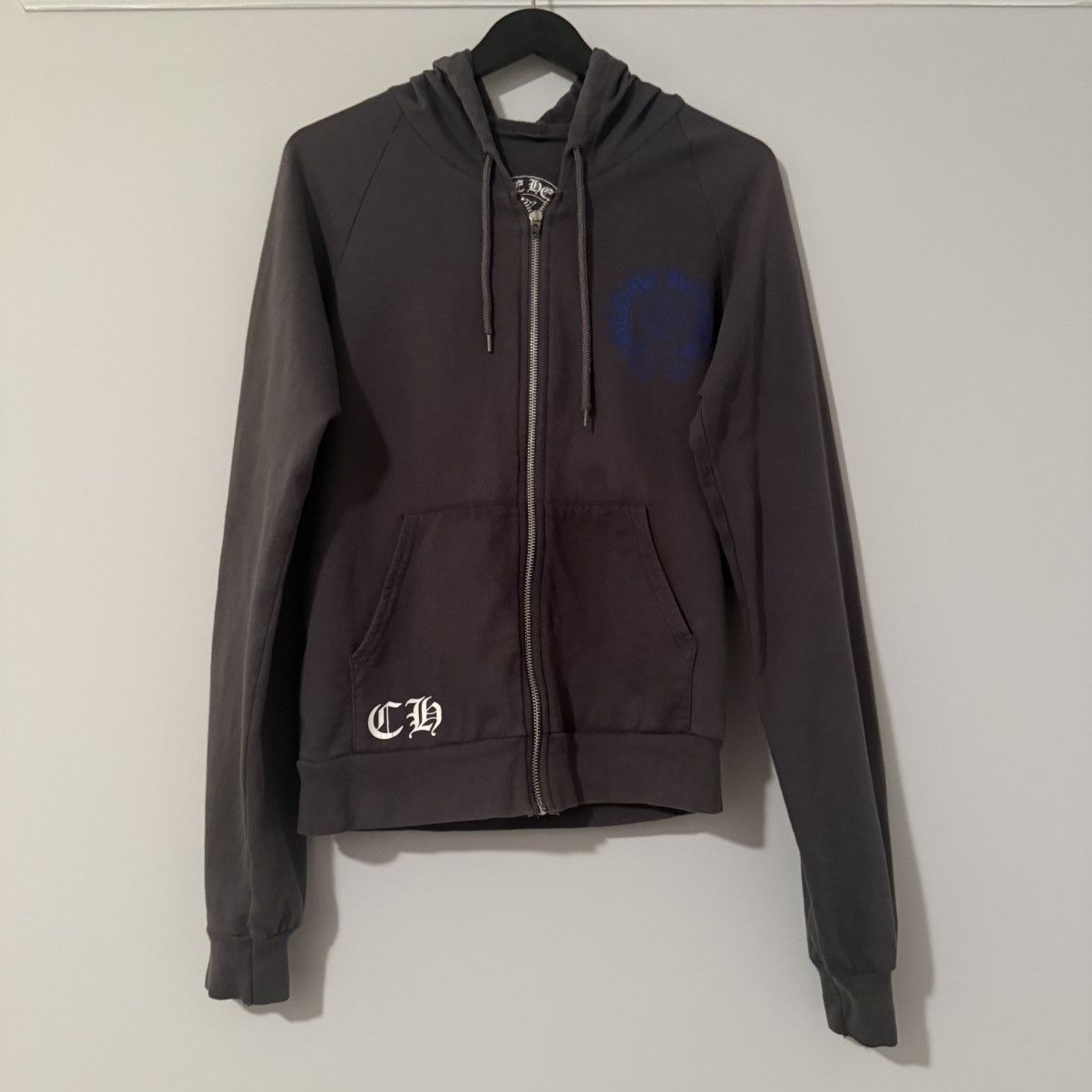 Chrome Hearts Blue Cross Zip-up Hoodie Size Small