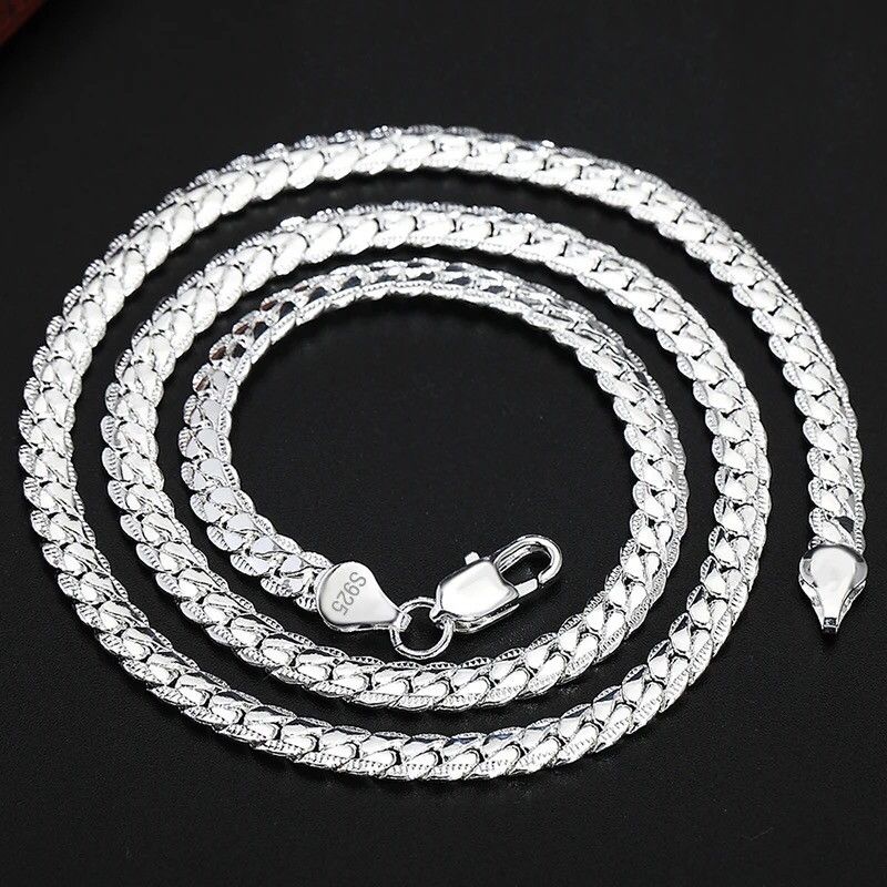 Jewelry Sterling Silver 2 Piece 5MM Full Sideways Chain Necklace Size ONE SIZE - 6 Thumbnail