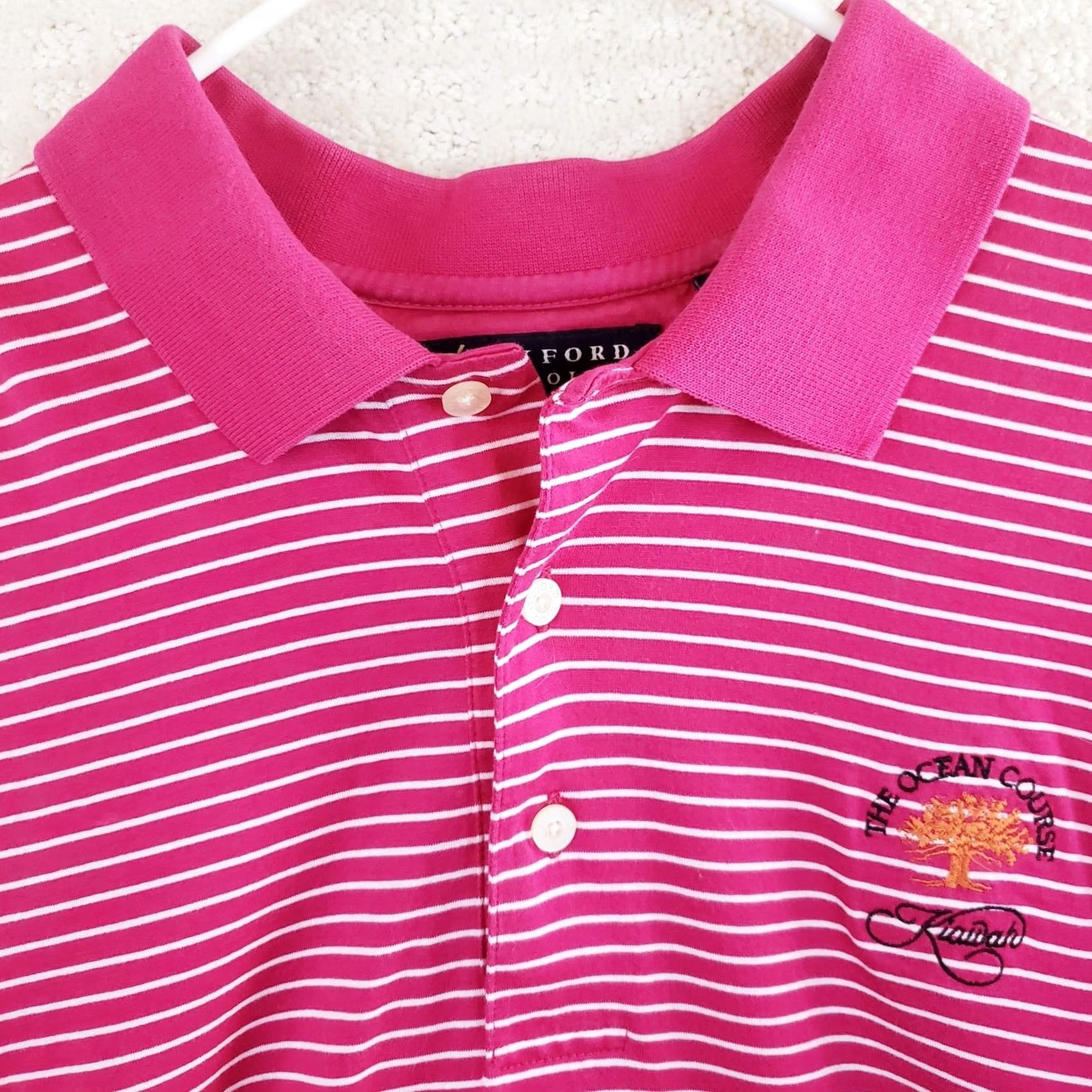Vintage Oxford Golf Polo Shirt M Pink Striped The Ocean Course Kiawah Isl. Short Sleeve Polo Boys Mens? Size US M / EU 48-50 / 2 - 4 Thumbnail