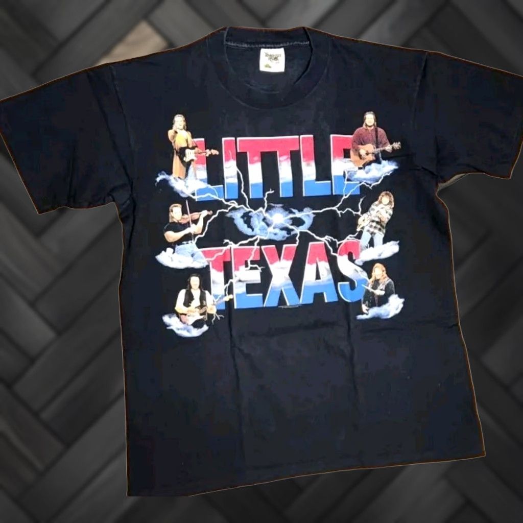 Vintage LITTLE TEXAS Band Concert Mens Shirt T Shirt VTG Tennessee River Gold Black 1990s Retro Graphic Print Short Sleeve Size L Mens Size US L / EU 52-54 / 3 - 1 Thumbnail