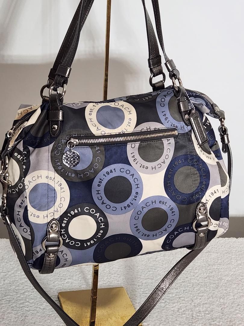image of Coach Print Sateen Alexandra Satchel Crossbody Handbag in Grey, Women's