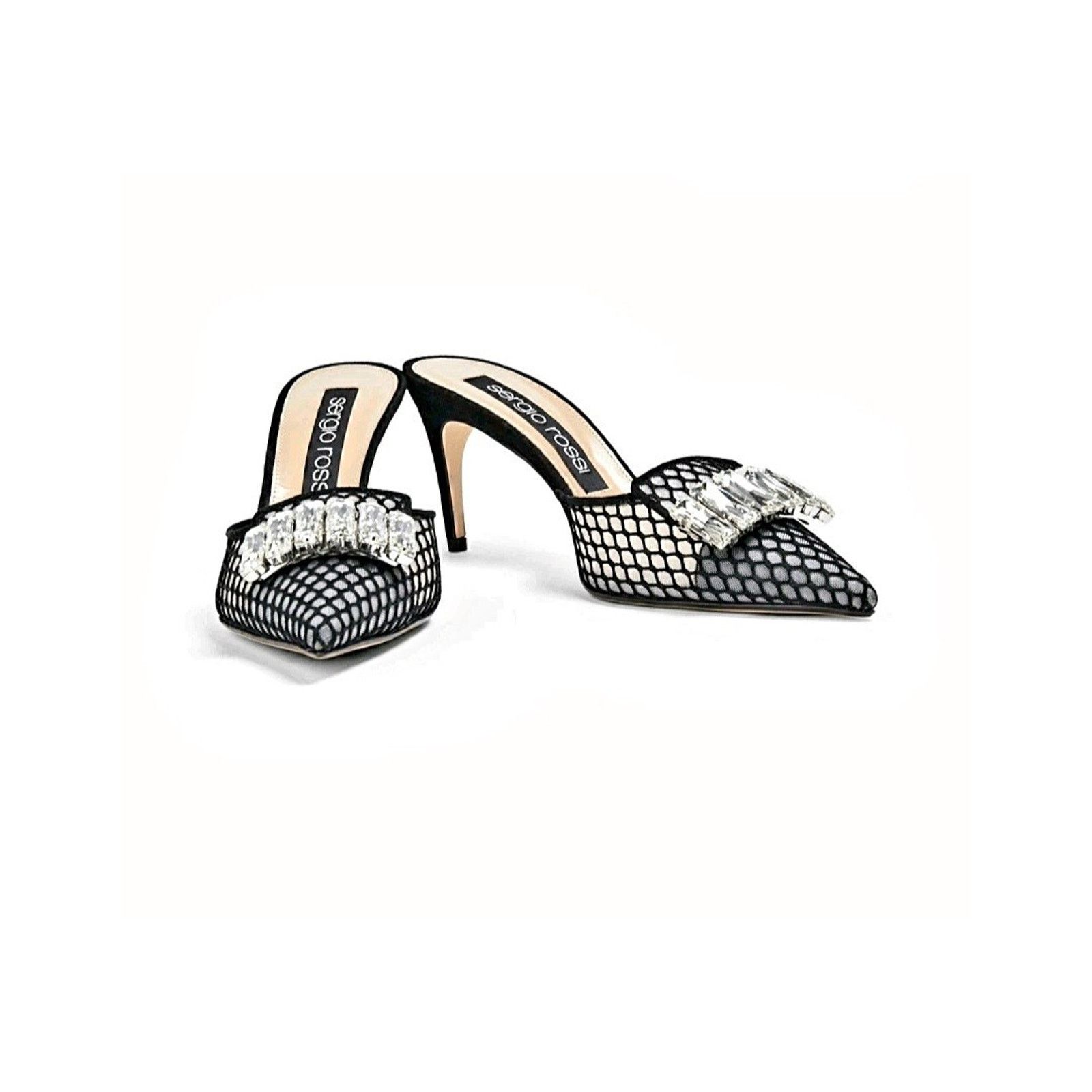 Sergio Rossi SERGIO ROSSI Mule Shoes US7 EU37 Mesh Rhinestone Size US 7 / IT 37 - 1 Thumbnail