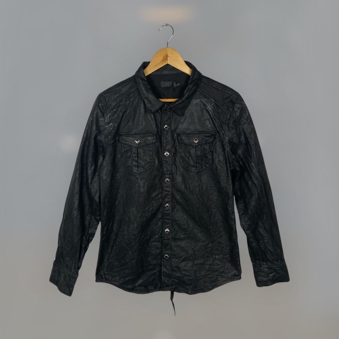 Black Gothic Coated DRKSHDW Biker Shirt Jacket