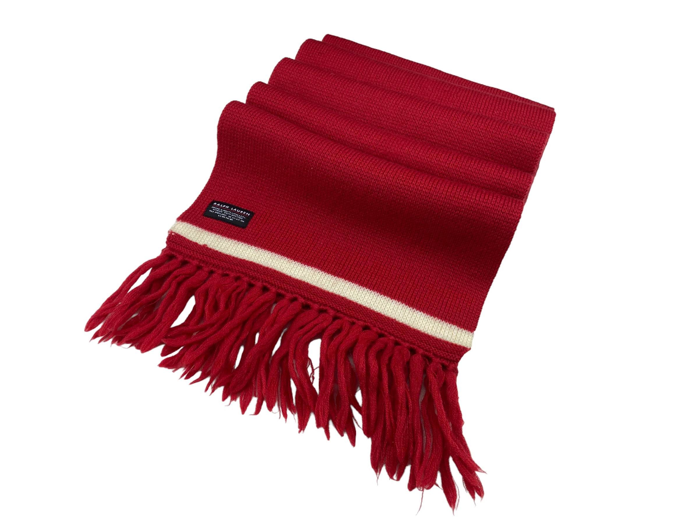 Ralph Lauren × Vintage Vintage Ralph Lauren Merino Wool Scarf - Red Size ONE SIZE - 4 Thumbnail