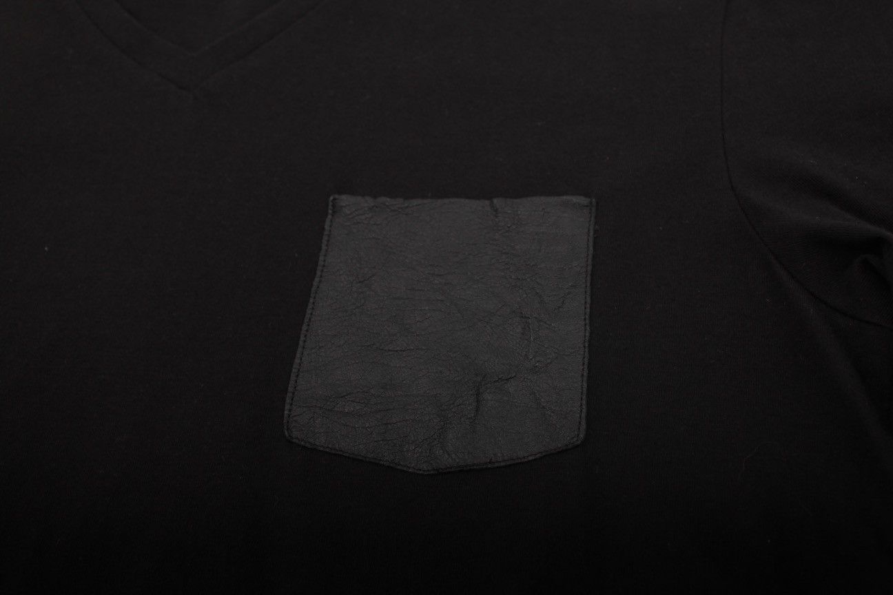 The Kooples The Kooples Leather Pocket Black Cotton T-shirt Size M / US 6-8 / IT 42-44 - 5 Thumbnail