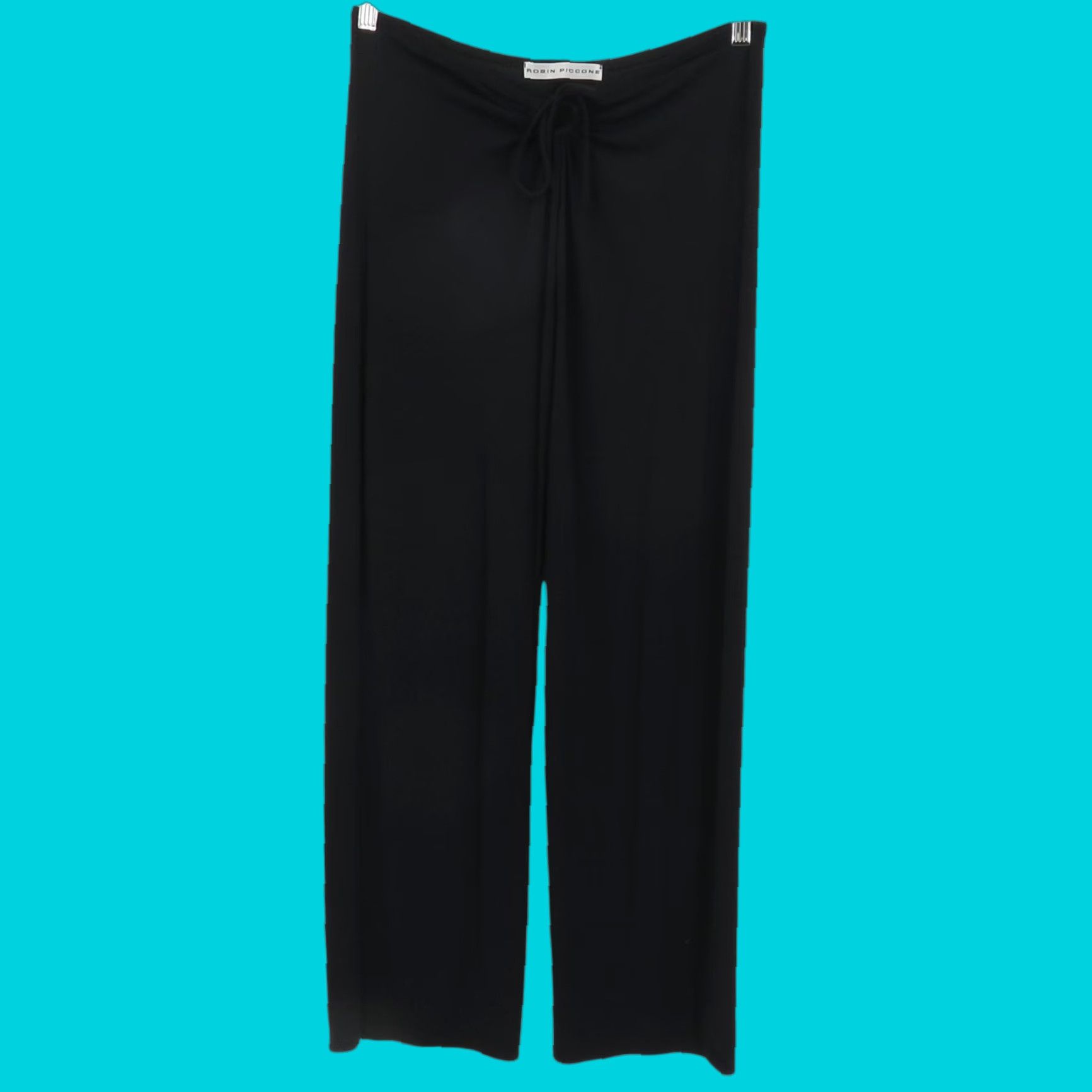 Vintage VTG Robin Piccone Women Pants Black Medium Slinky Straight Leg Keyhole Front Vintage Dress Pants Button? (but no new info). Size 32" / US 10 / IT 46 - 1 Thumbnail