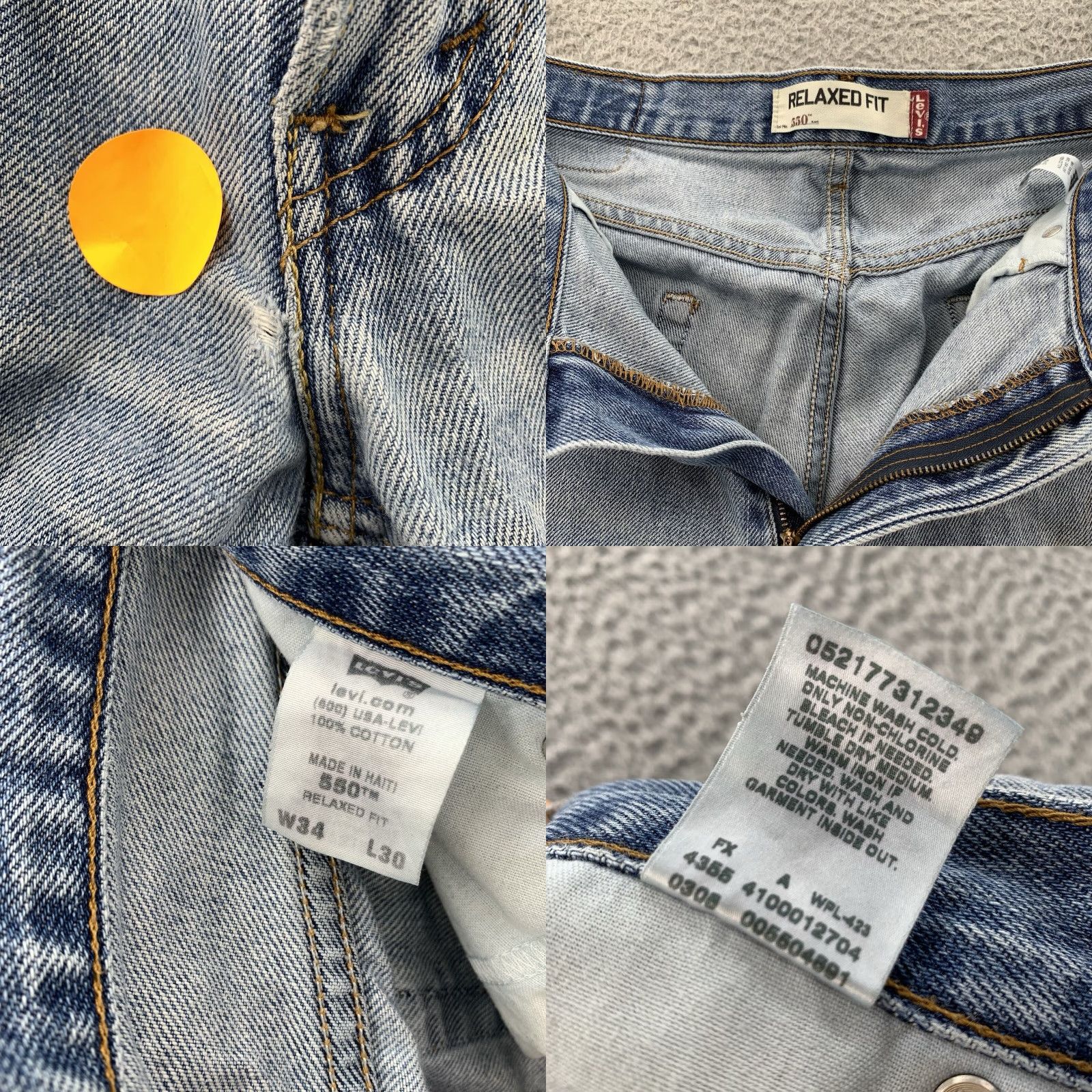Levi's VINTAGE Levis 550 Jeans Mens 34x28 Blue Straight Washed Denim Pants 90s Baggy Skate Y2K Men Jeans Size US 34 / EU 50 - 8 Thumbnail