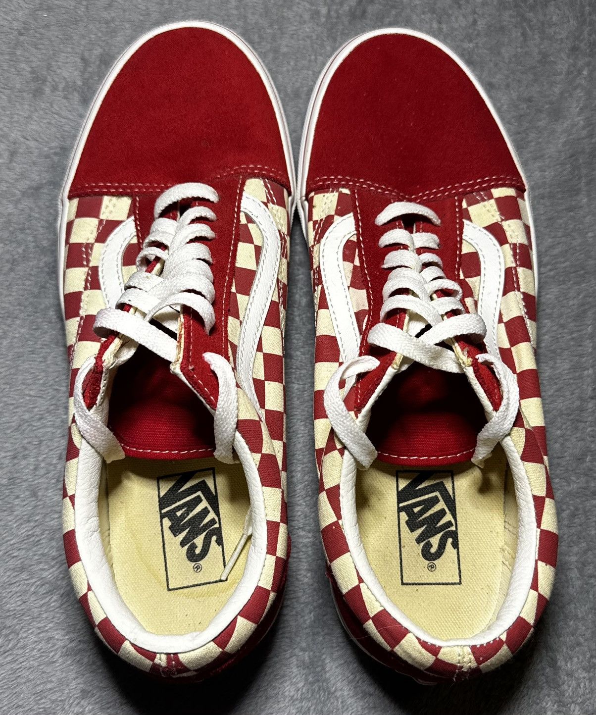 Red checkered old skool vans on sale