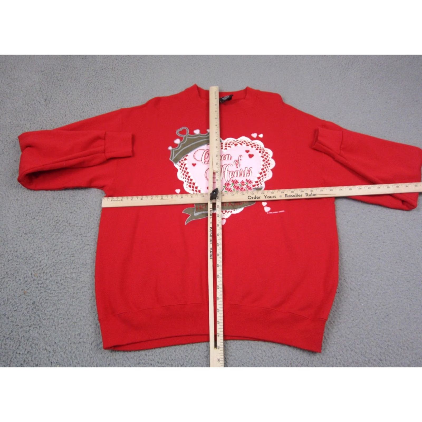 Vintage VINTAGE Queen Of Hearts Sweatshirt Womens XL Red 90s City Graphic Print Crew Neck Pullover All Seasons Cotton Polyester Fleece United States Size XL / US 12-14 / IT 48-50 - 6 Thumbnail