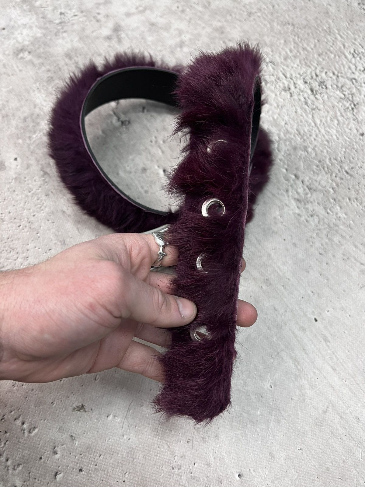 Le Grande Bleu (L.G.B.) × Vintage Vintage Leather Hairy Fur Belt Y2K Cowboys Style Size ONE SIZE - 5 Thumbnail