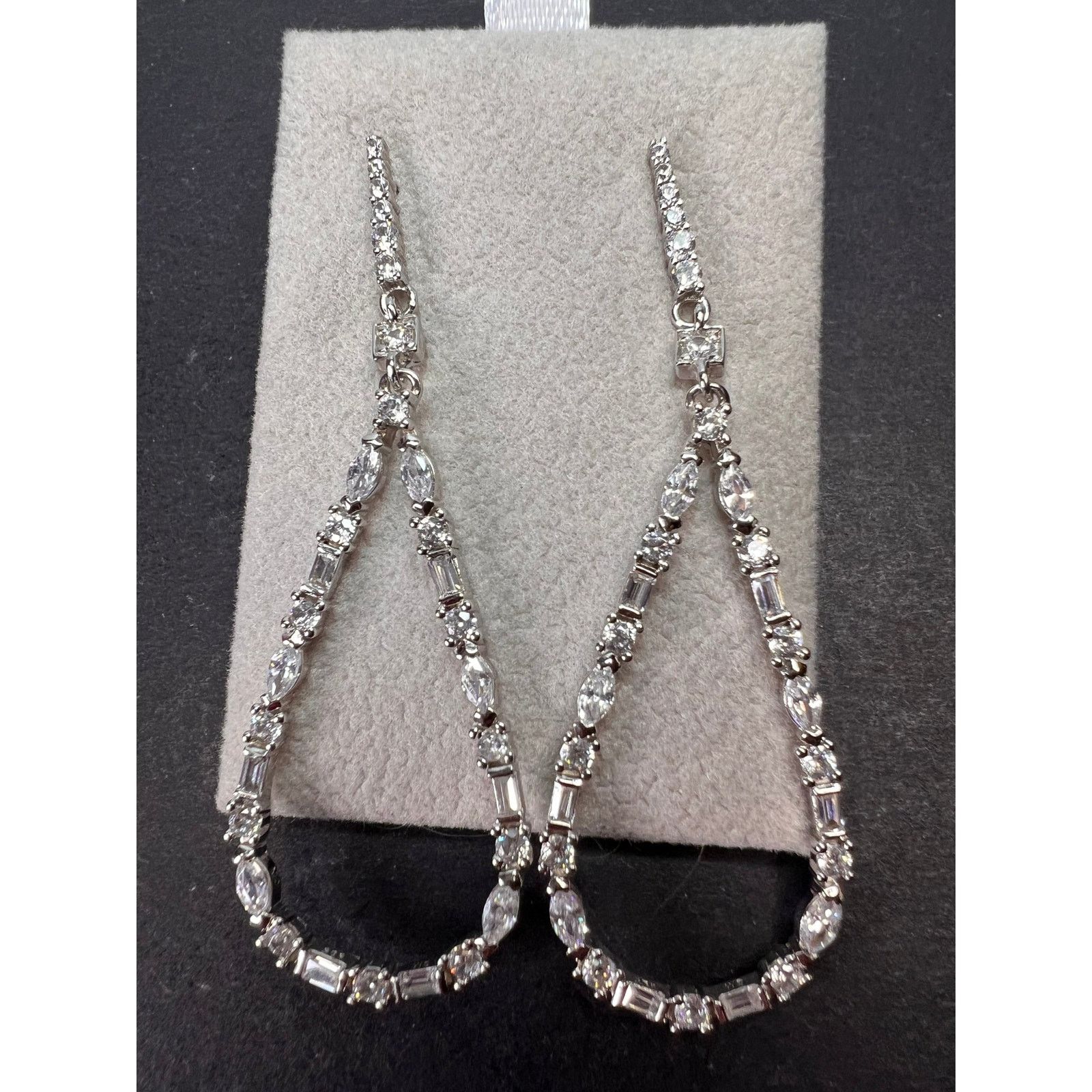 Other Open teardrop CZ sterling silver dangle earrings Size ONE SIZE - 4 Thumbnail