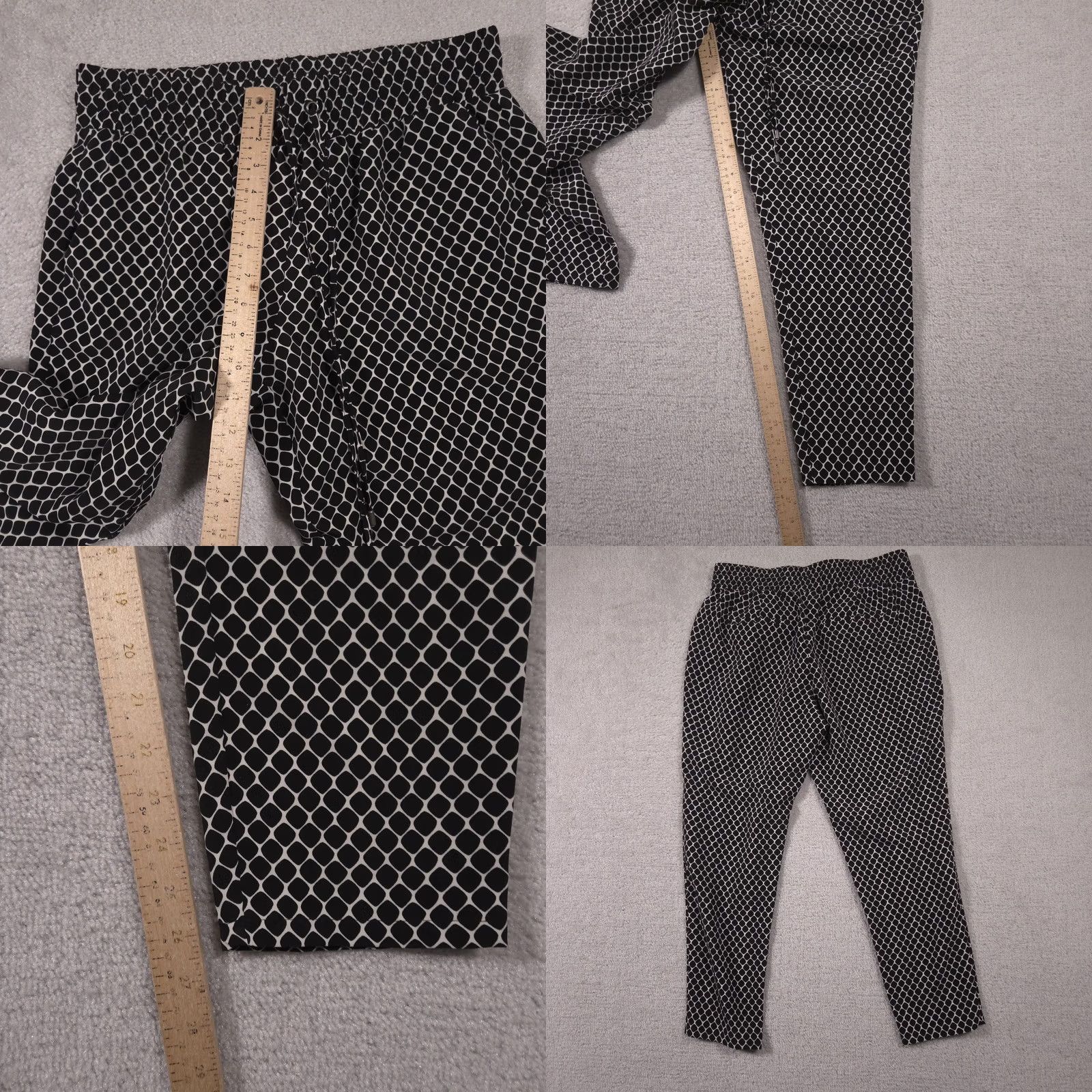 Apt. 9 VINTAGE? No. (But Not Vintage) APT 9 Pants Womens Petite Medium Black White Geometric Print Pull On Tapered Leg Size 32" / US 10 / IT 46 - 8 Thumbnail