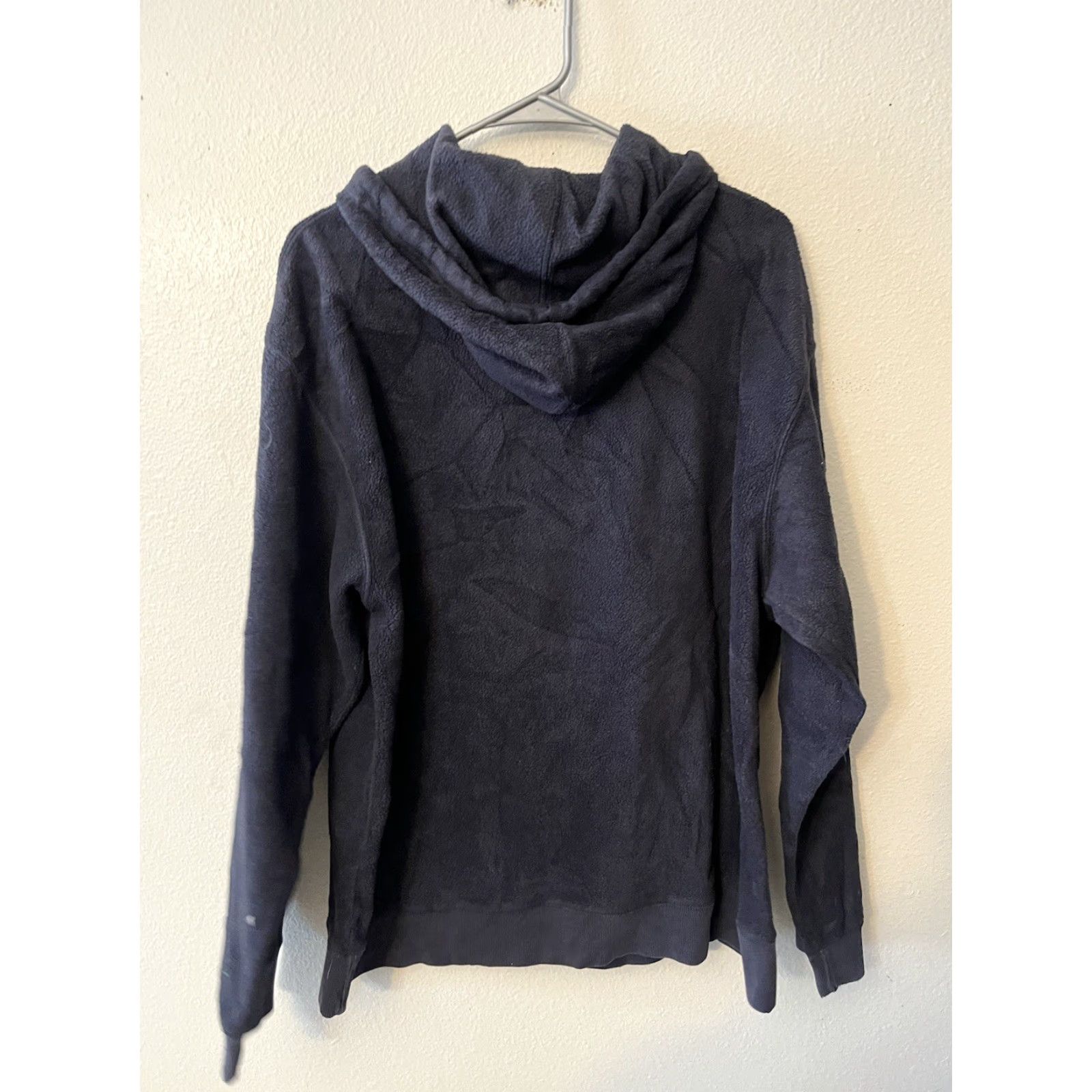 Gap Gap Hoodie Men's Fleece Pullover Large Navy Blue Embroidered Spellout 90s Sports Mock Neck Pockets Size US L / EU 52-54 / 3 - 3 Thumbnail