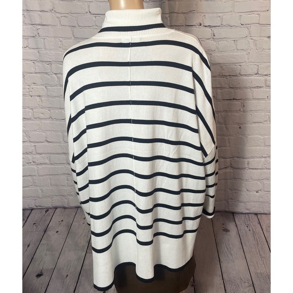 Adrianna Papell NWT New $89 Adrianna Papell White Black Stripe Turtleneck S Size XL / US 12-14 / IT 48-50 - 4 Thumbnail