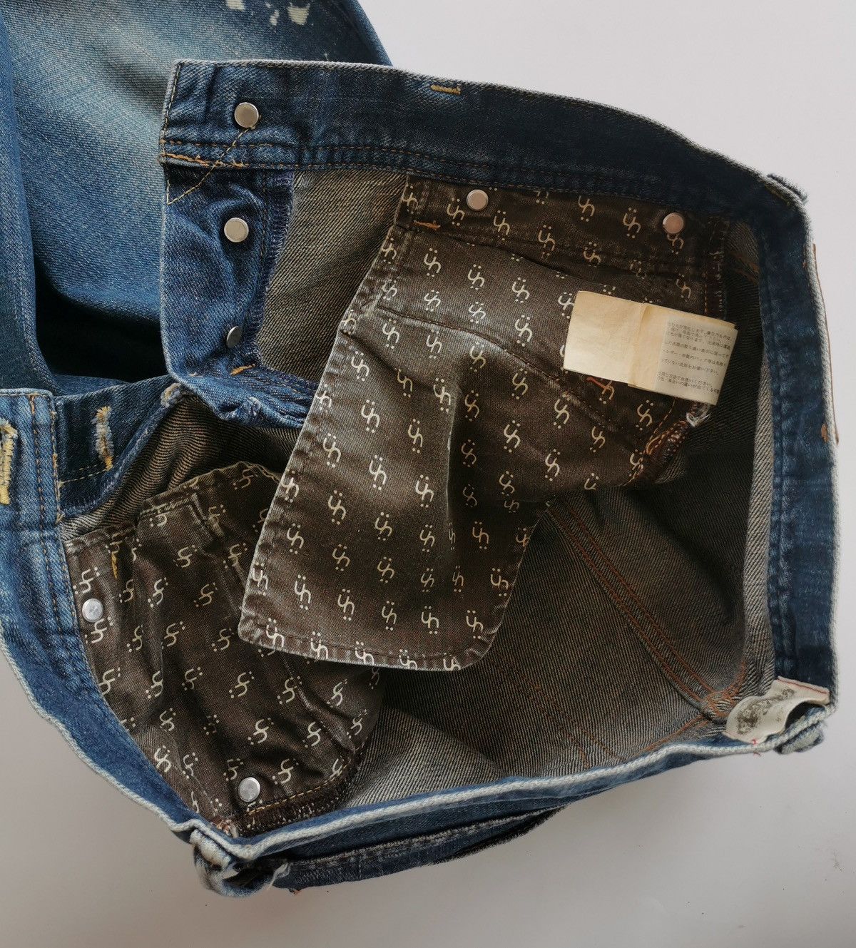 Japanese Brand Selvedge Luxluft Nave Japan Distressed Bleach Platter Jeans Size US 28 / EU 44 - 18 Thumbnail
