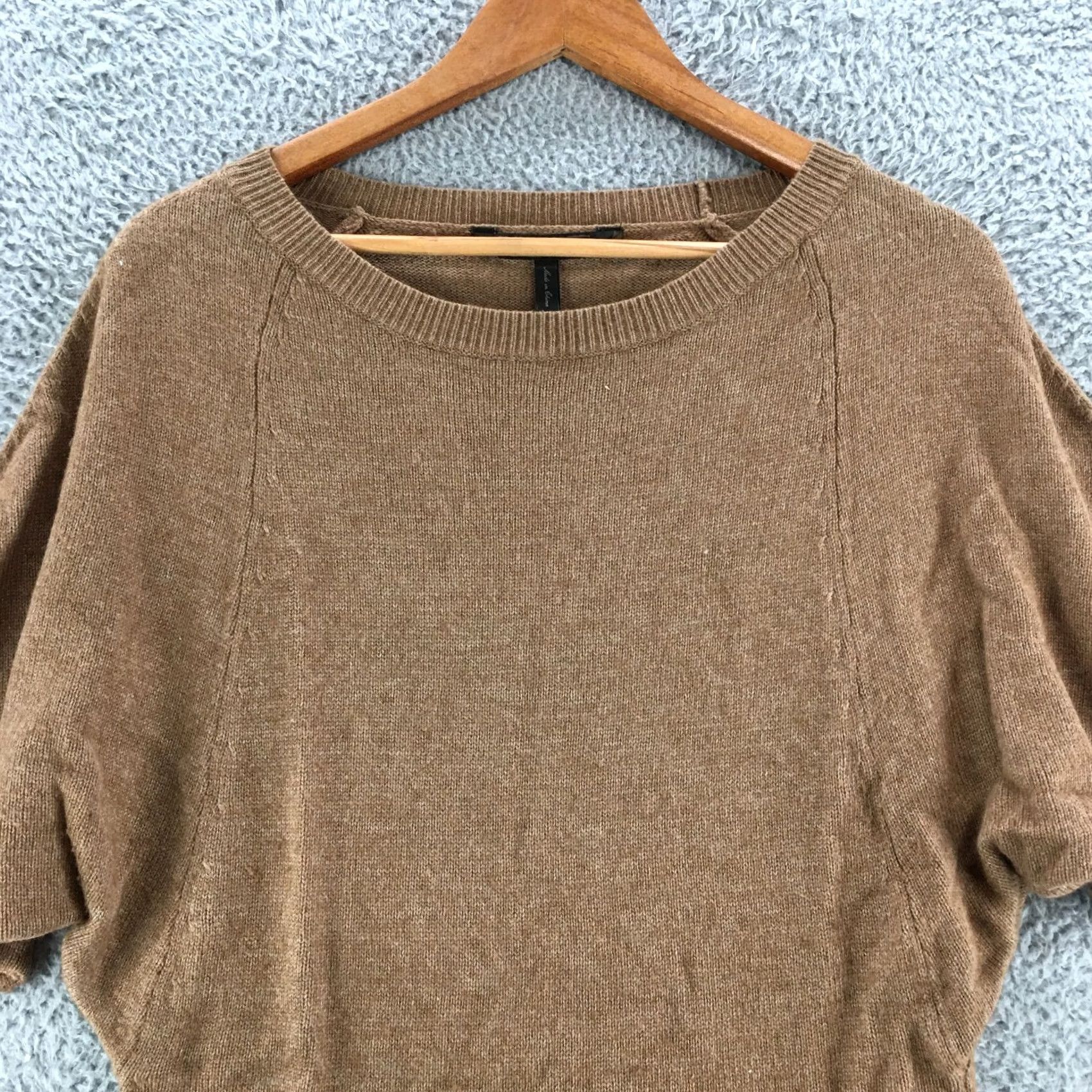 Bcbgmaxazria BCBGMAXAZRIA Pullover Sweater Womens S Brown Wool Blend Boat Neck Front Pockets Size S / US 4 / IT 40 - 2 Thumbnail