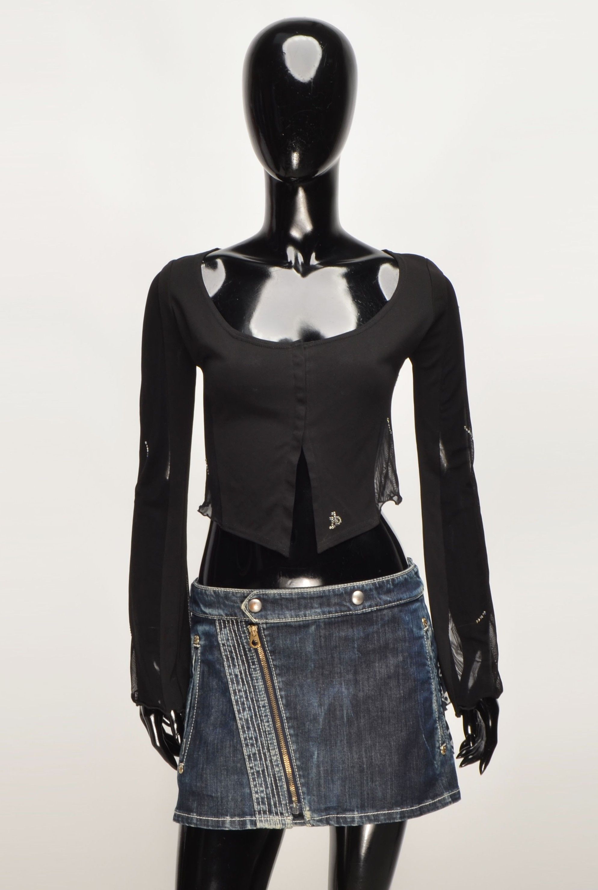 Vintage Vintage Roccobarocco Y2K Mesh Whimsigoth Cropped Top Size S / US 4 / IT 40 - 1 Thumbnail