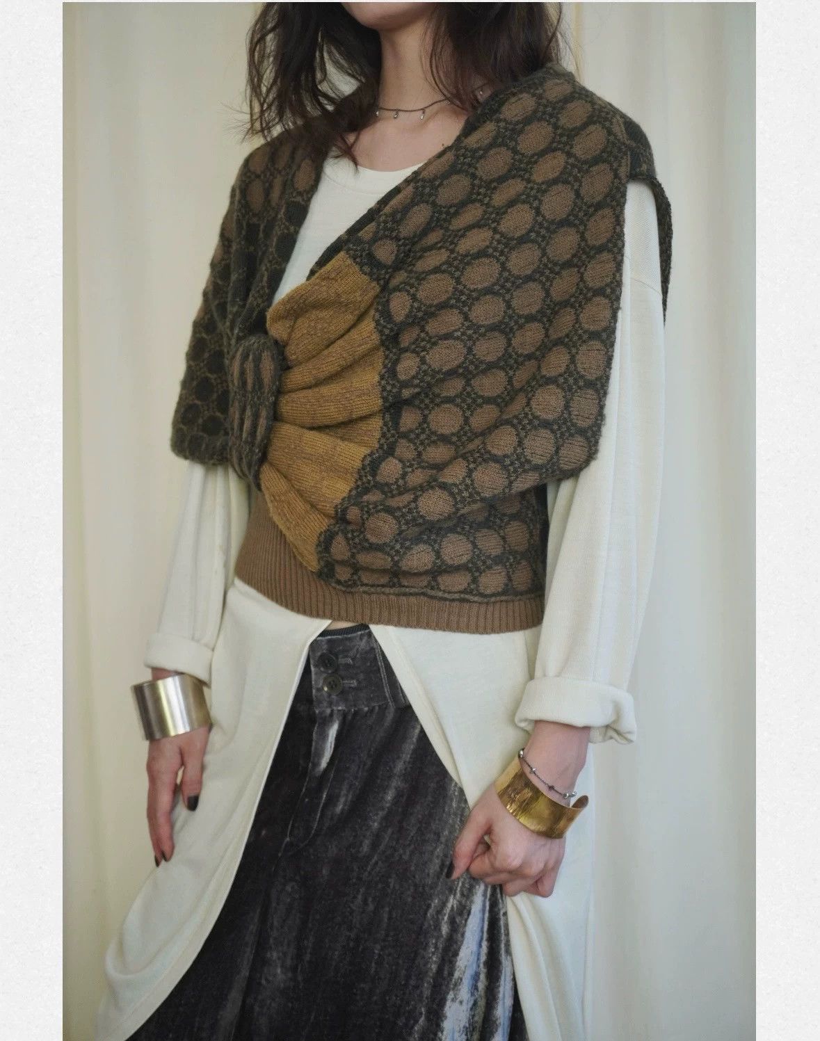 Dries Van Noten Dries Van Noten 1990s Rare Irregular Wool Shawl Top Size ONE SIZE - 1 Thumbnail