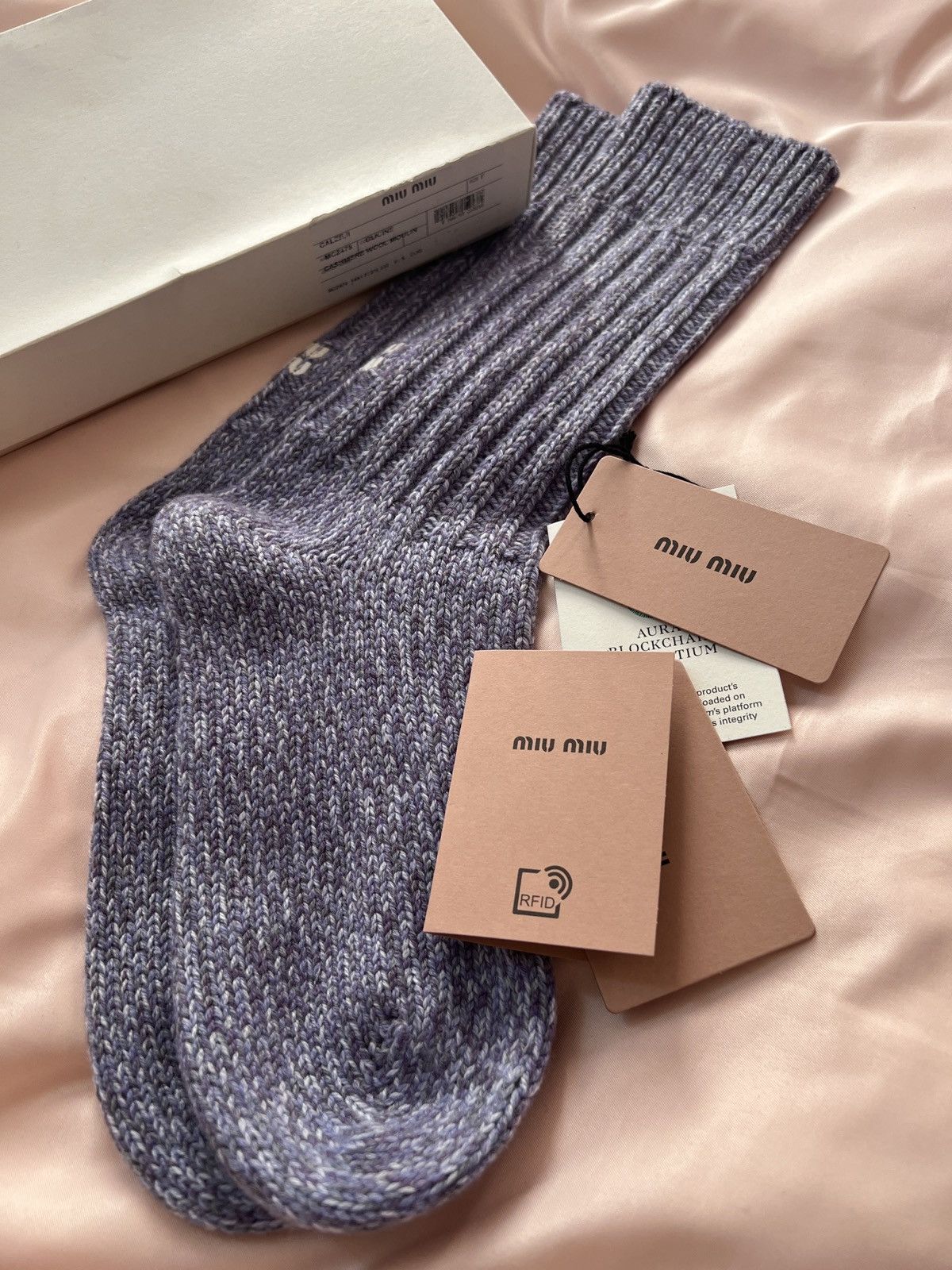 Miu Miu 🔥 Miu Miu cashmere wool logo socks Size ONE SIZE - 8 Thumbnail