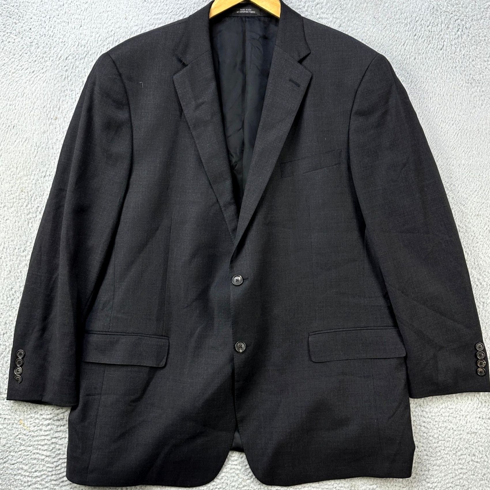 Hart Schaffner Marx Hart Schaffner Marx Wool Blazer Sport Coat Mens 48 Long Gray Notch Two-Button Front Wool Lining Long Sleeve Office Formal Vintage N/A Size 48R - 3 Thumbnail