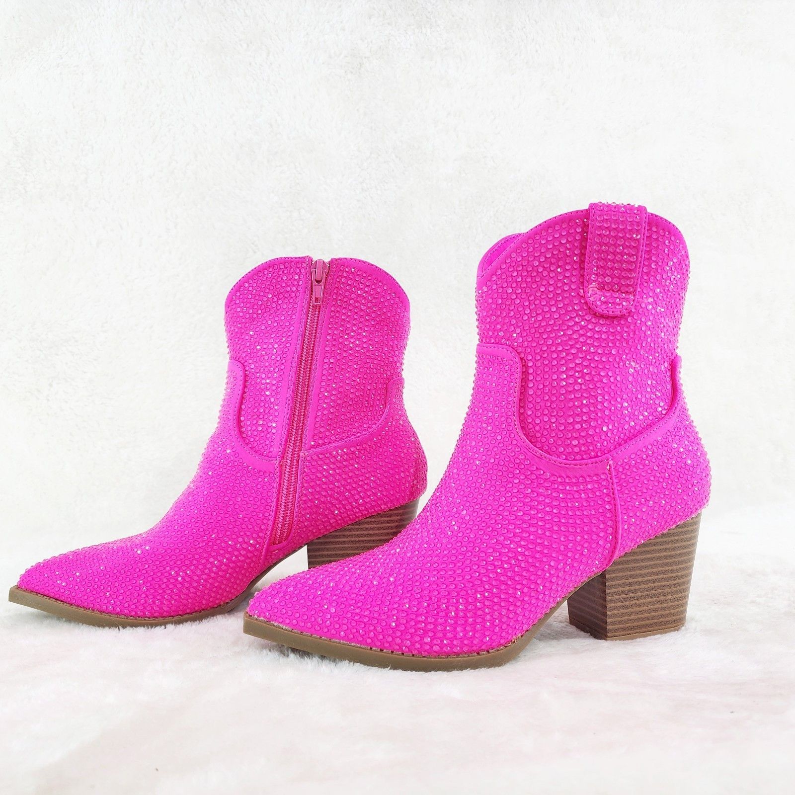 Other Dolly Neon Pink Rhinestone Disco Cowgirl Country Glam Wester Size US 8 / IT 38 - 3 Thumbnail