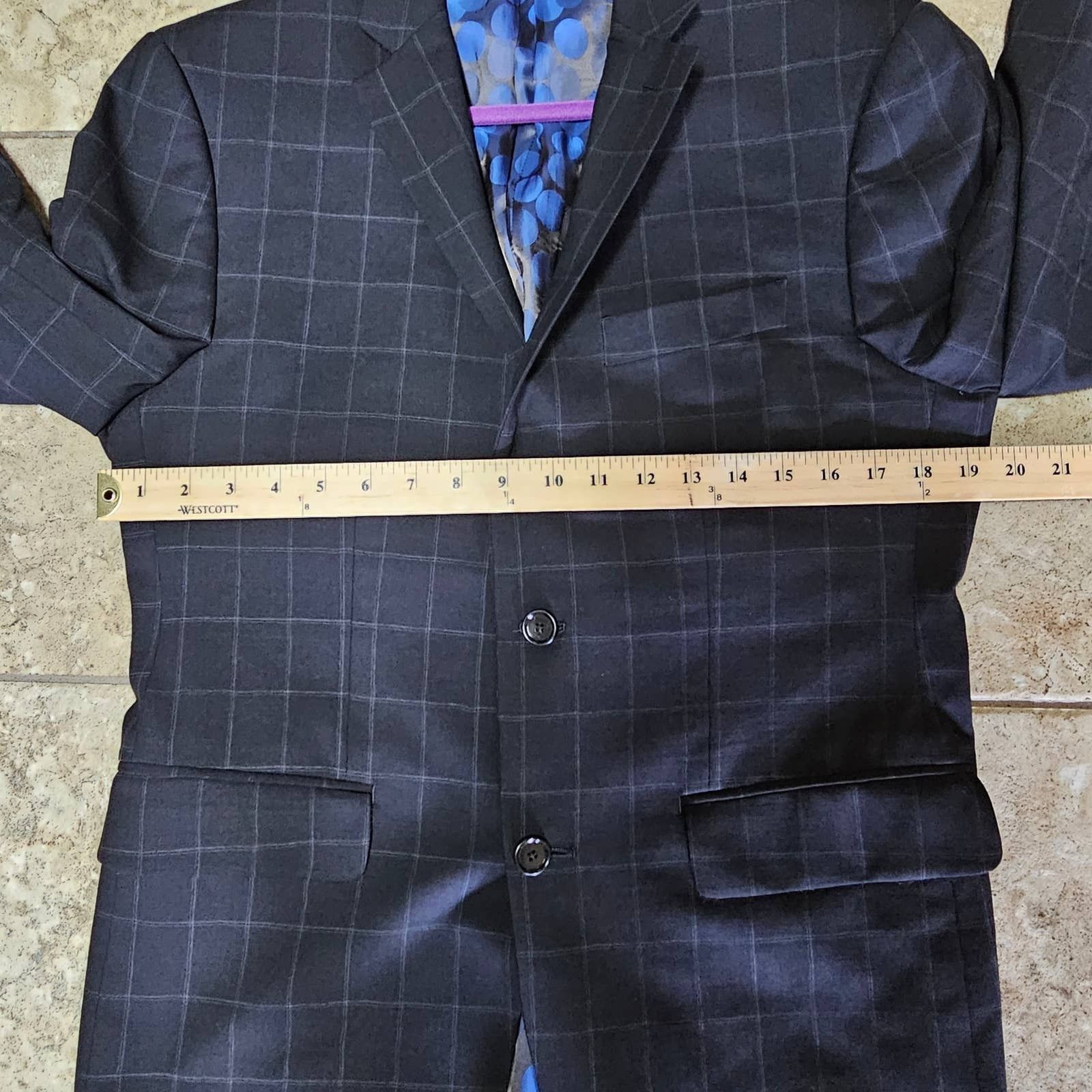 Indochino Indochino Blazer Black Windowpane Blue Circle Lining Sz 38R Size 38R - 10 Thumbnail