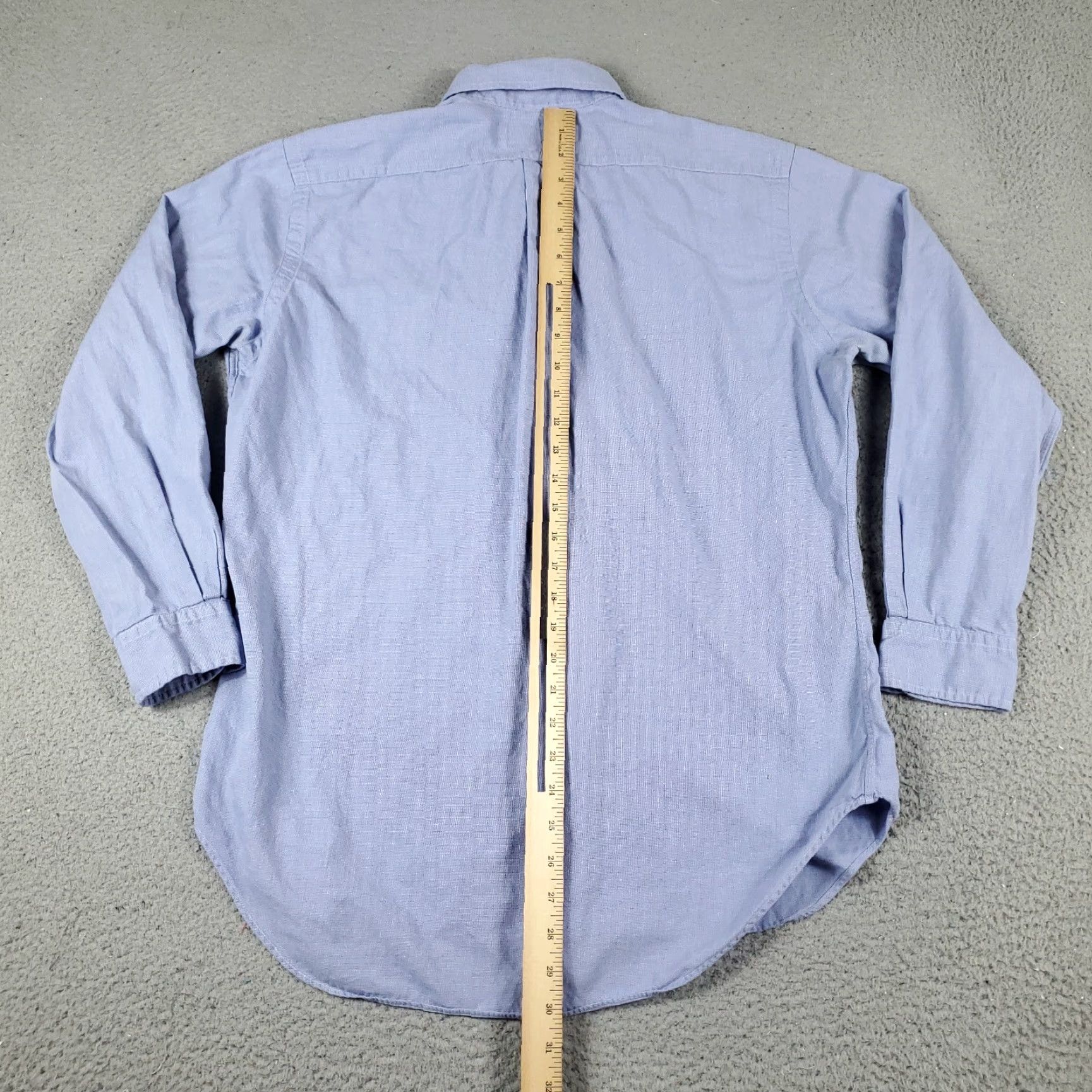 Ralph Lauren VINTAGE Ralph Lauren Dress Shirt Men 15.5 Blue Cotton Button-Down Long Sleeve Business Casual Formal Size 40R - 5 Thumbnail
