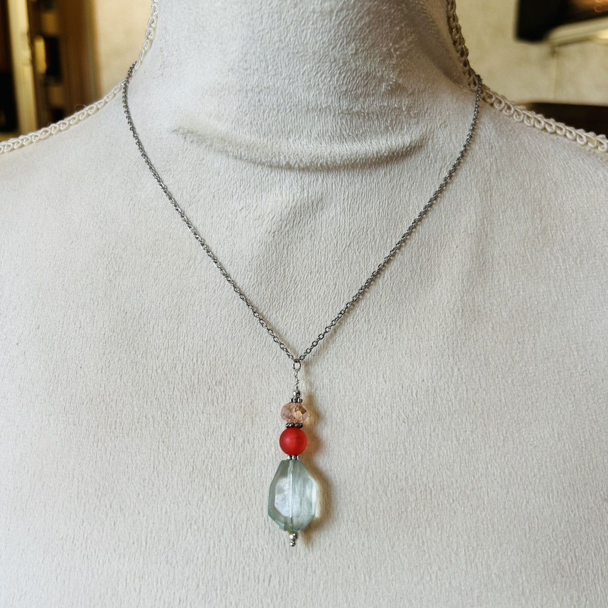 Handmade Handcrafted faceted crystal frosted glass lucite necklace Size ONE SIZE - 3 Thumbnail